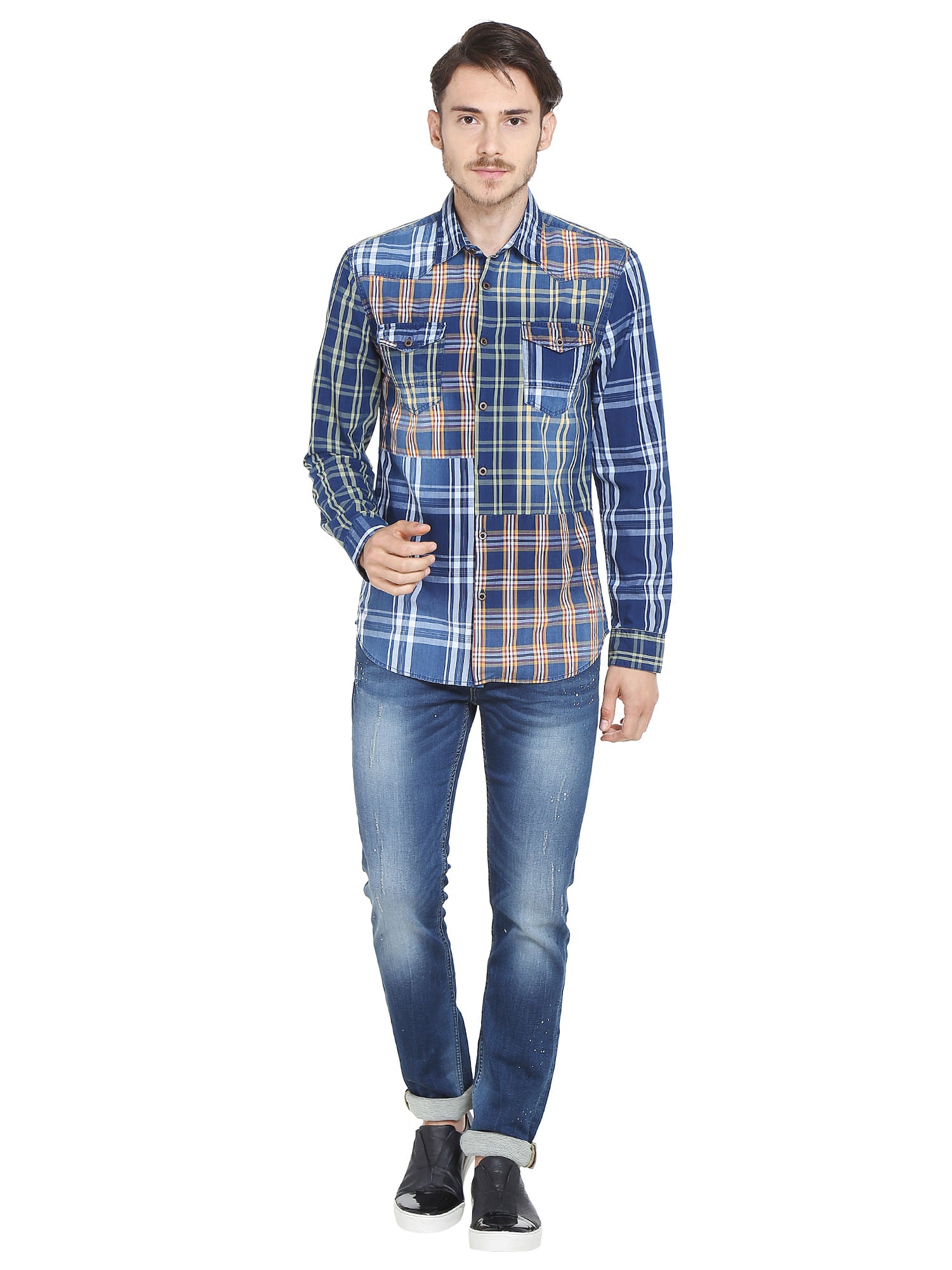 Blue Check Slim Fit Shirt