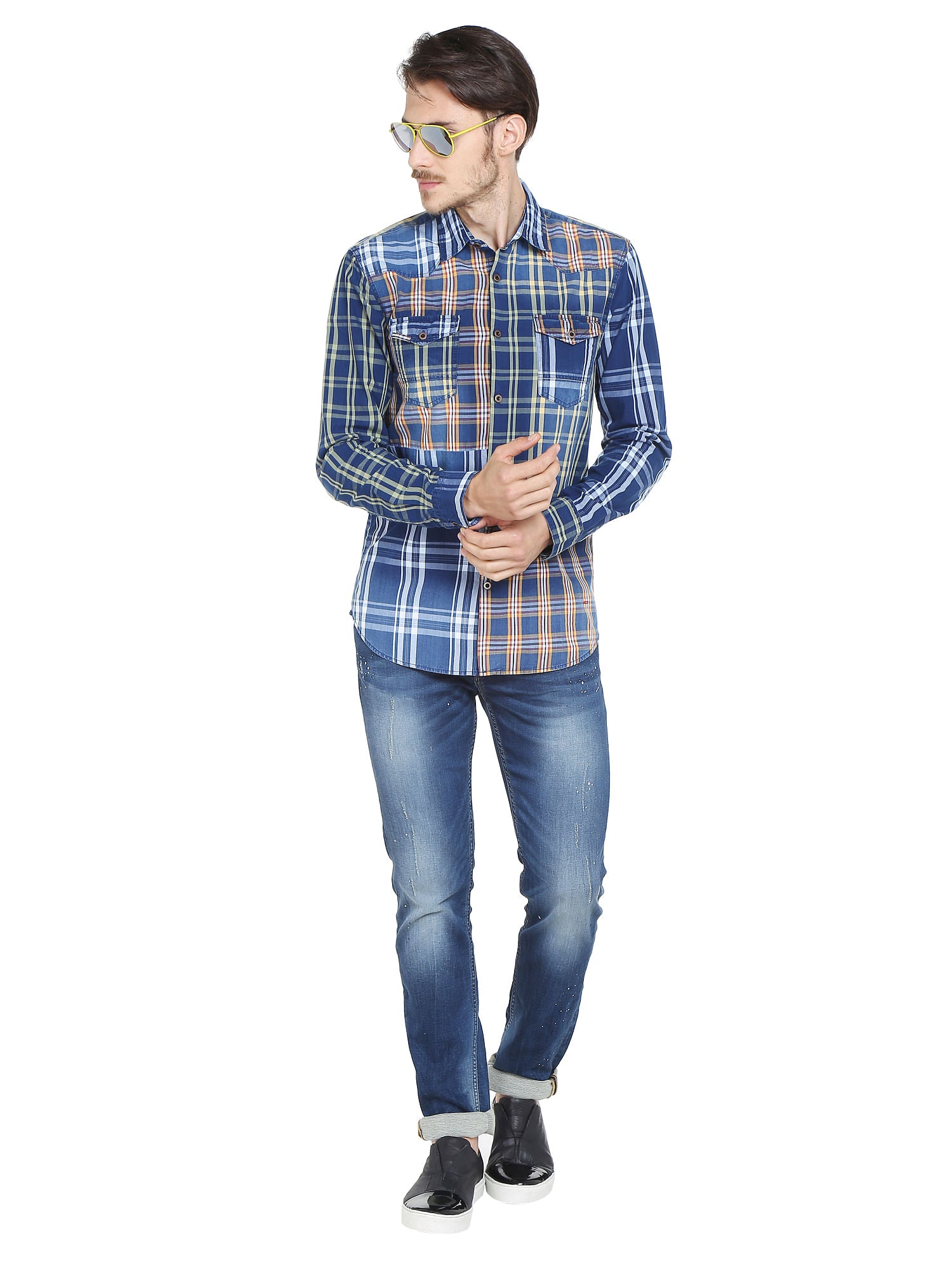 Blue Check Slim Fit Shirt