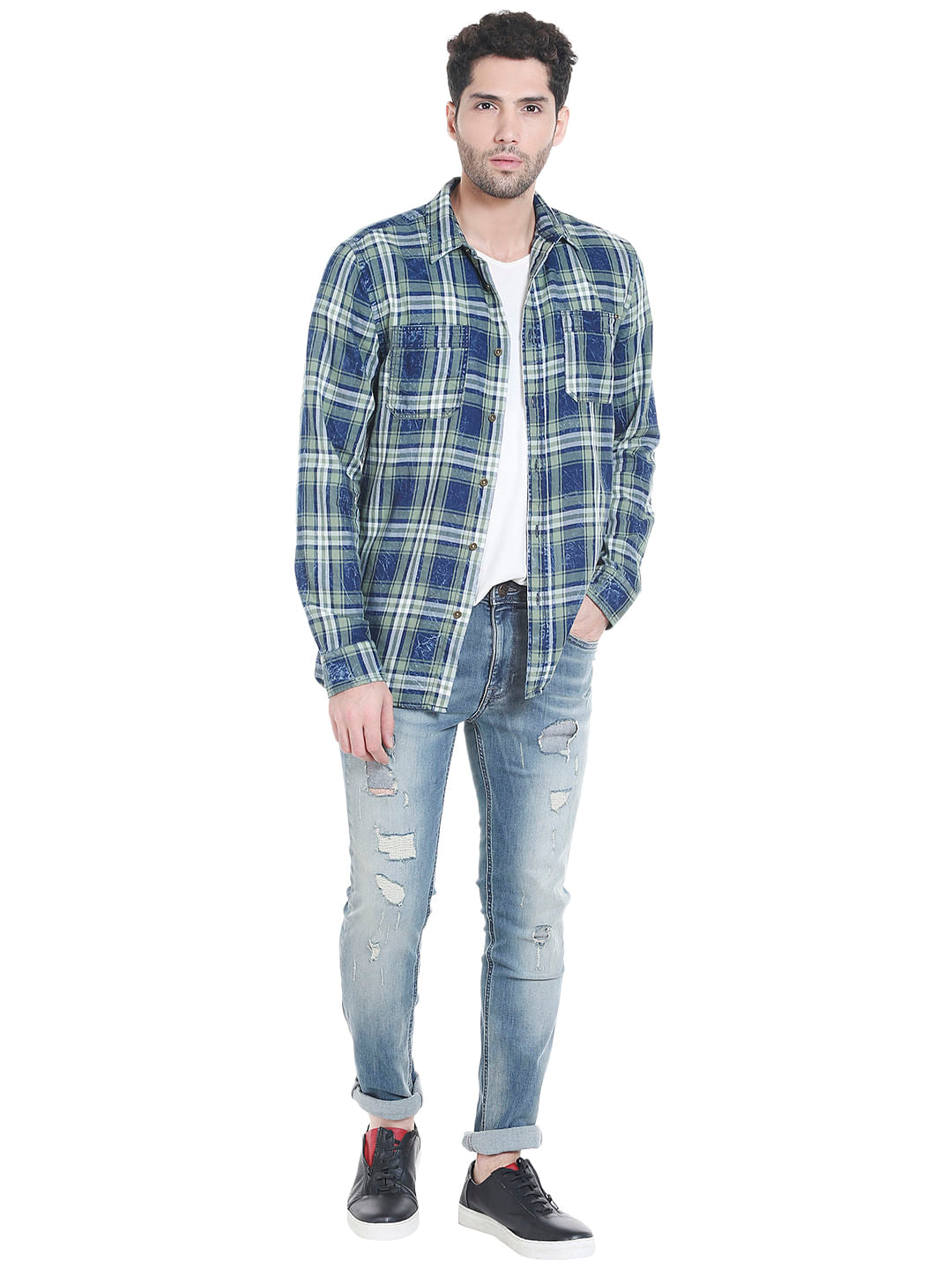 Blue Check Slim Fit Shirt