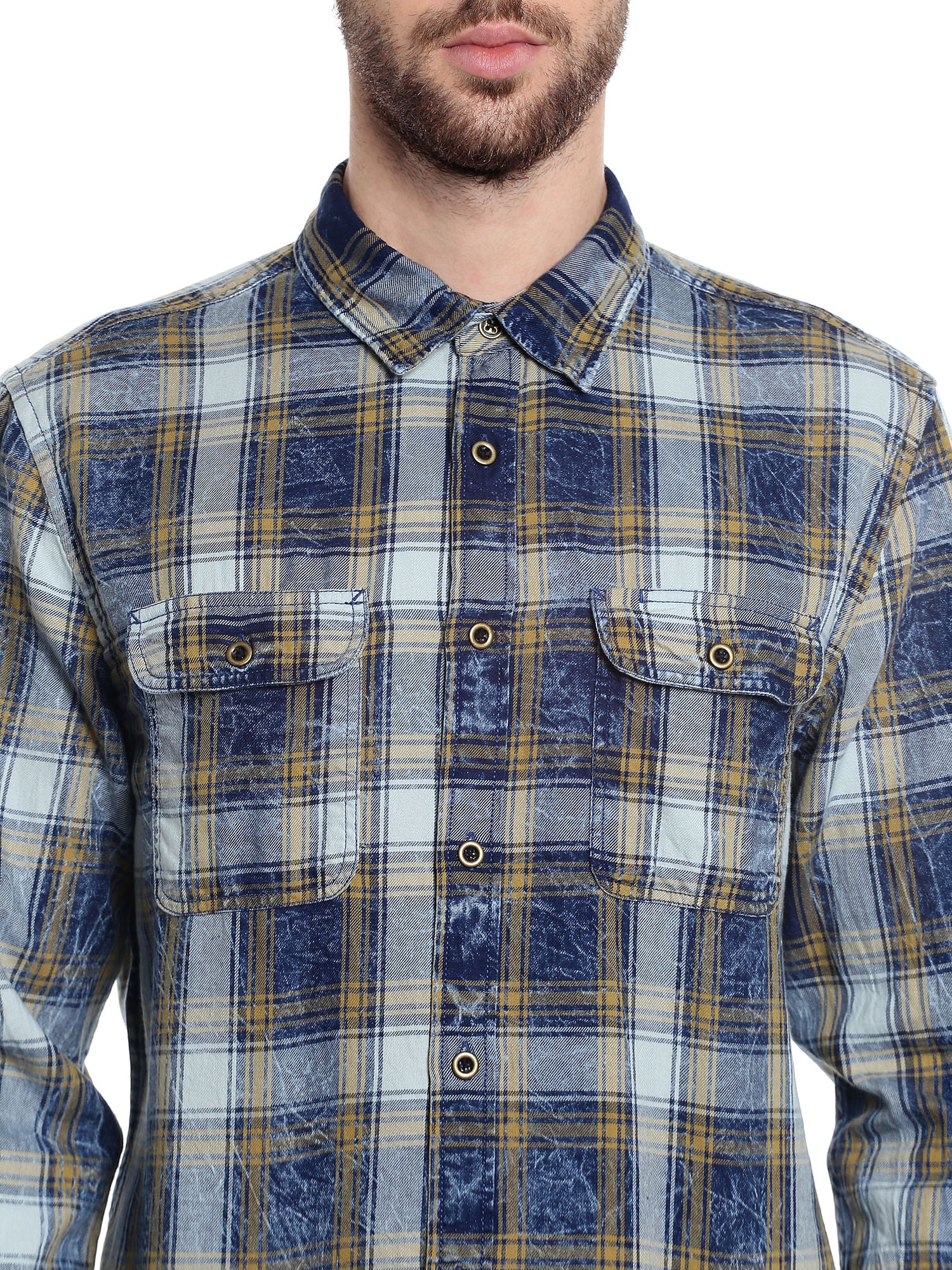 Beige Check Slim Fit Shirt