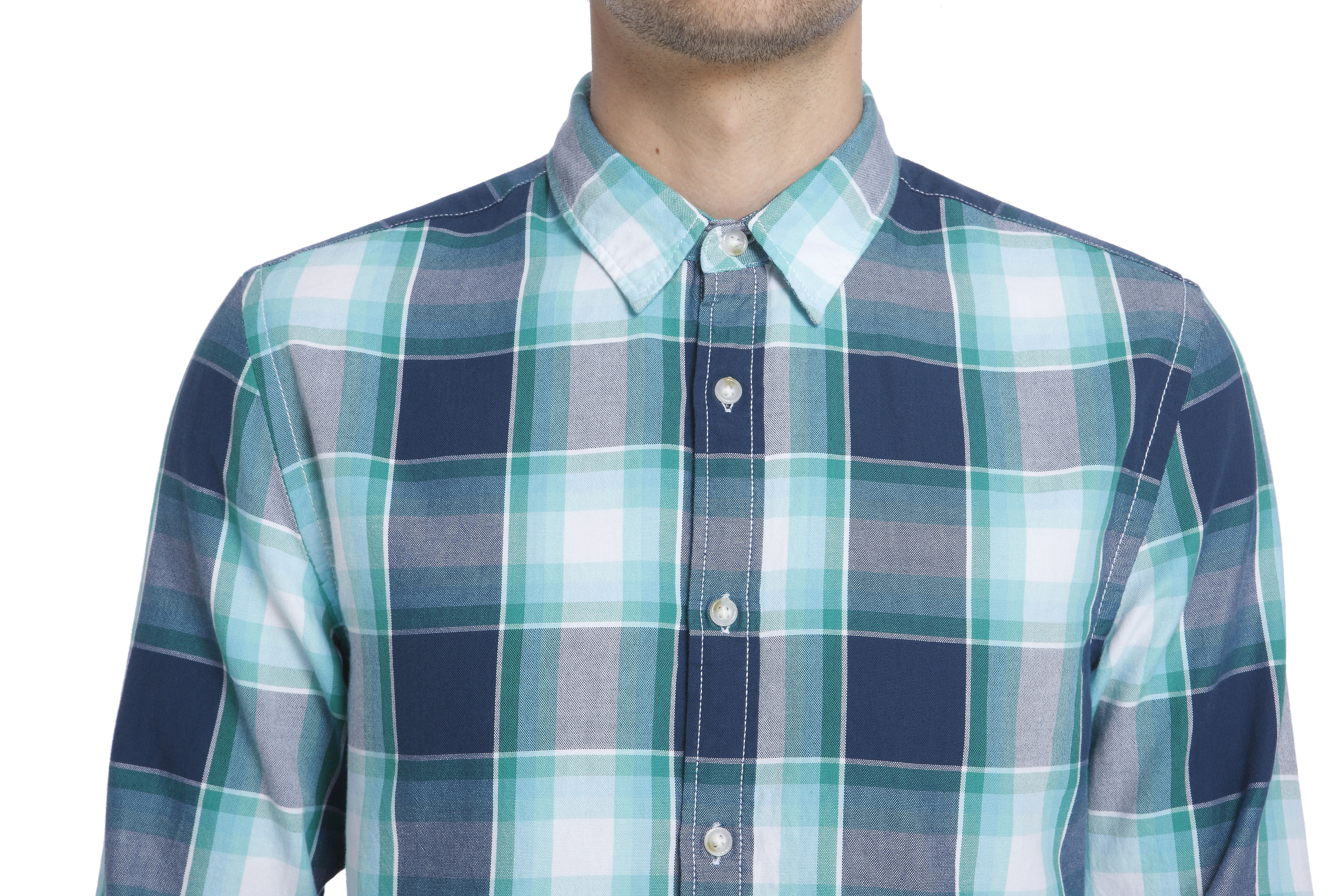 Turquoise Check Slim Fit Shirt