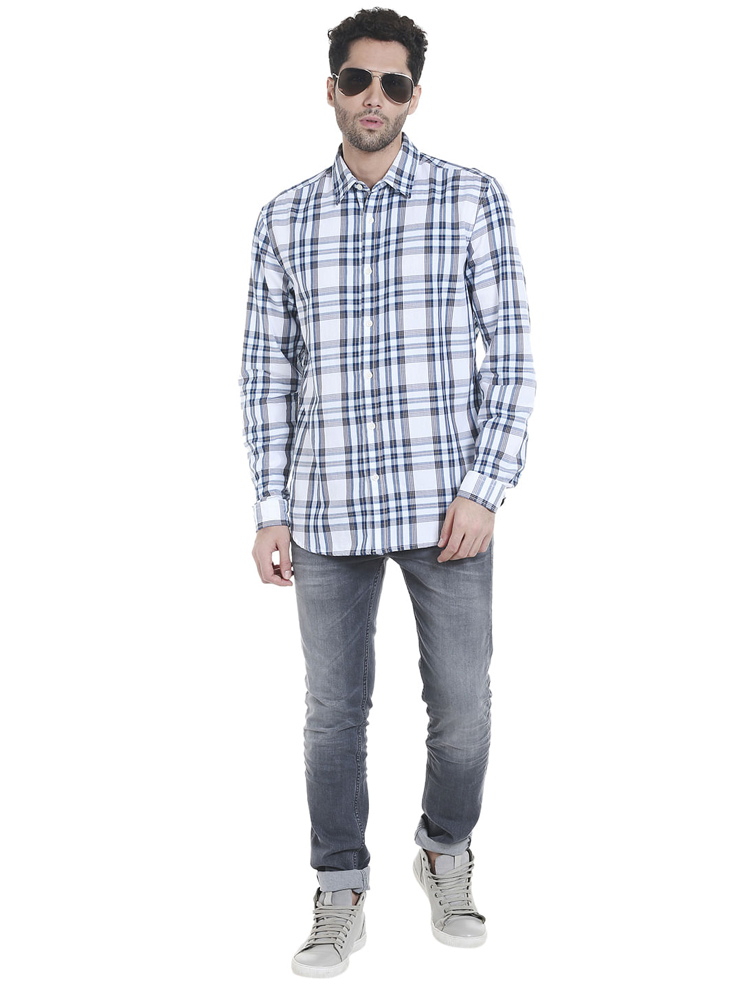 White Check Slim Fit Shirt