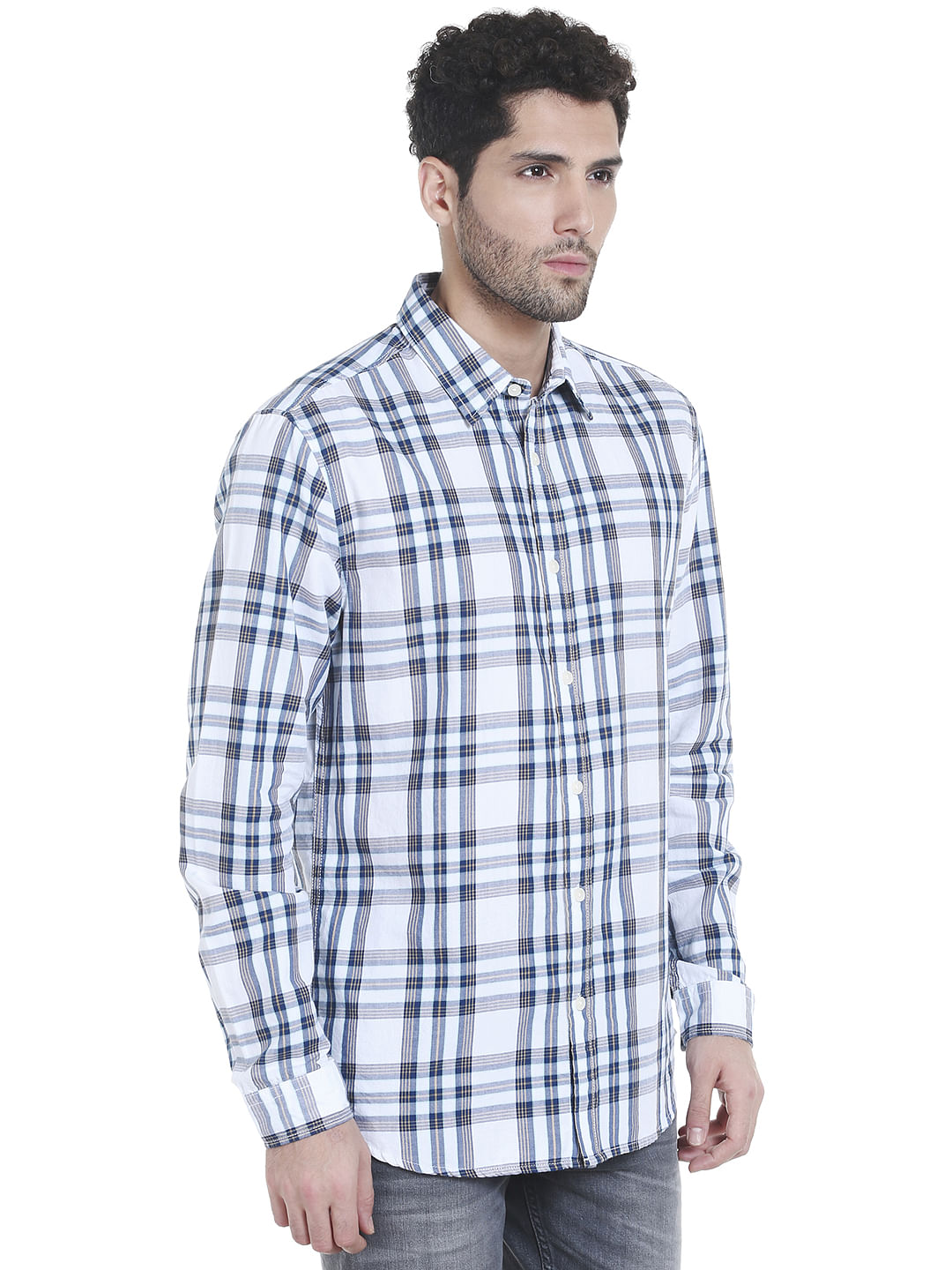 White Check Slim Fit Shirt