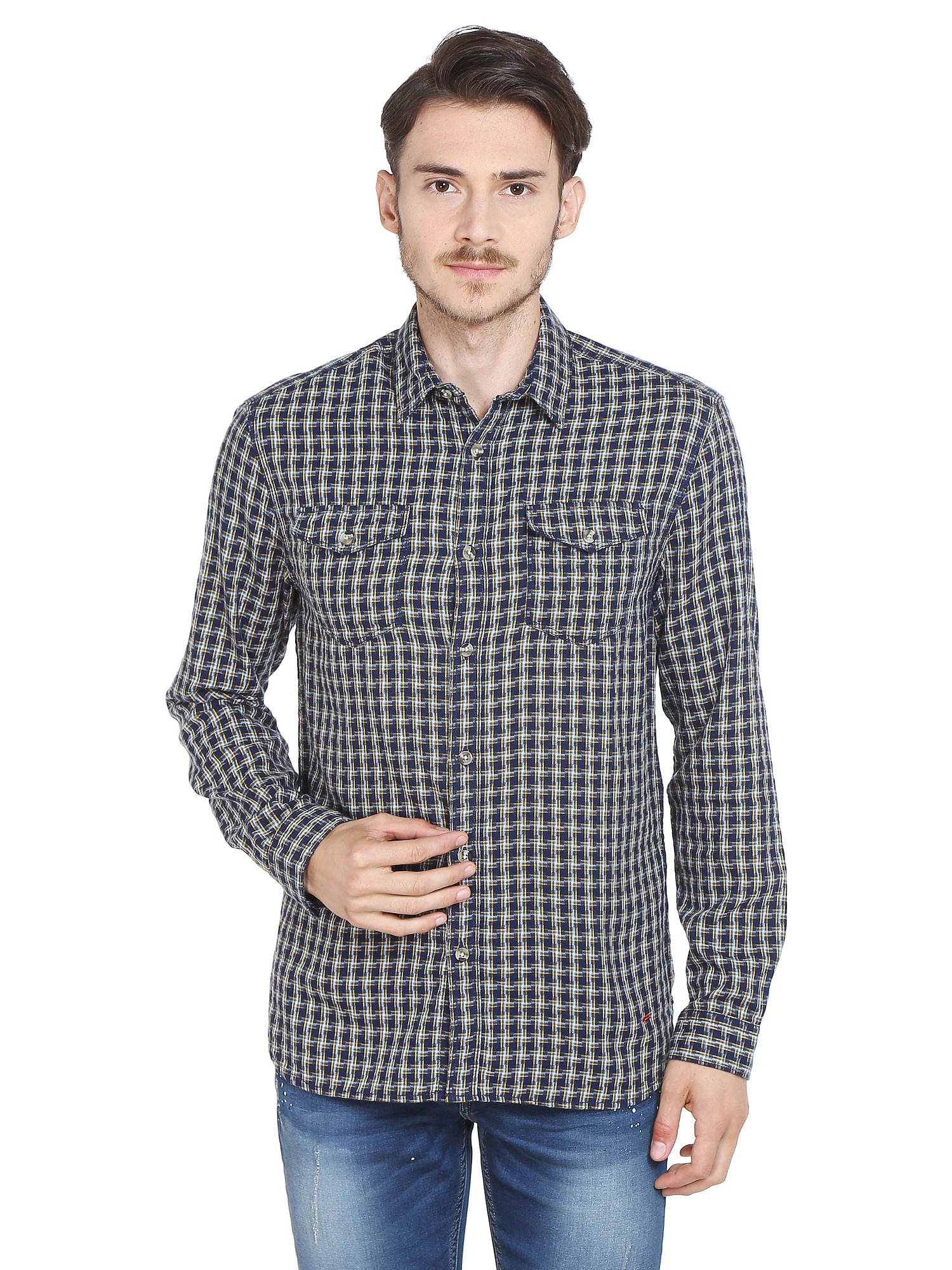 Blue Denim Printed Shirt