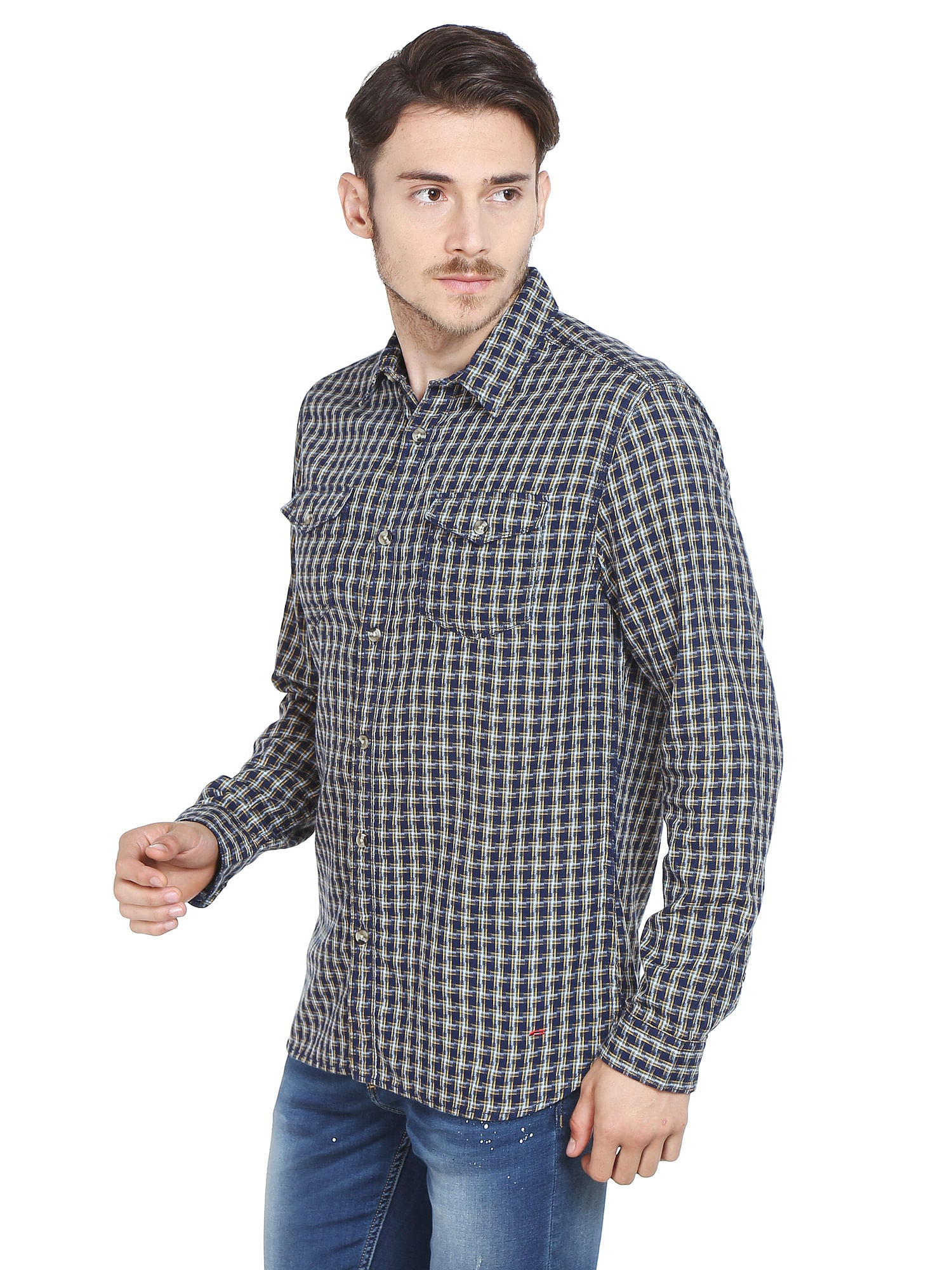 Blue Denim Printed Shirt