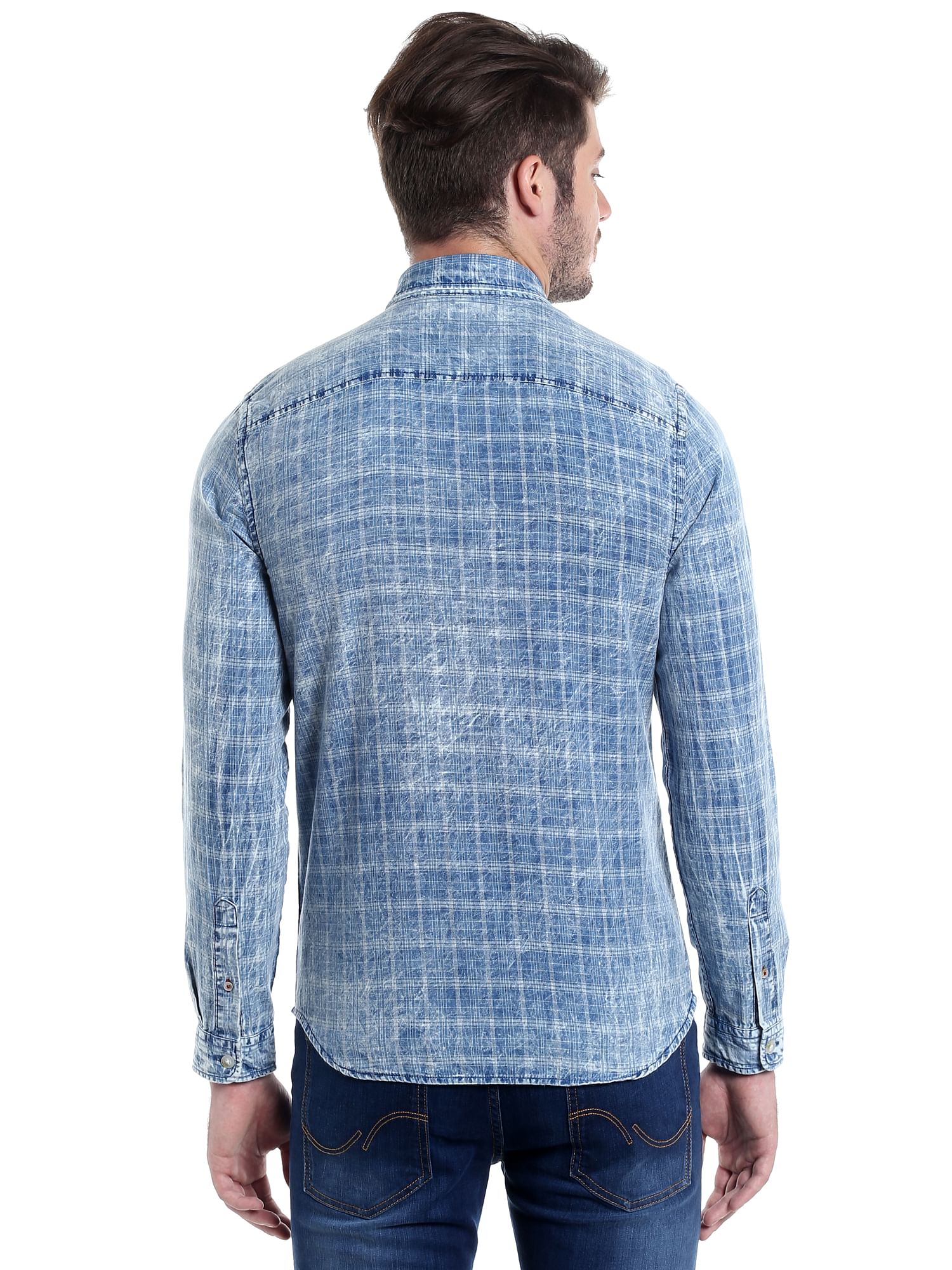 Light Blue Denim Check Shirt