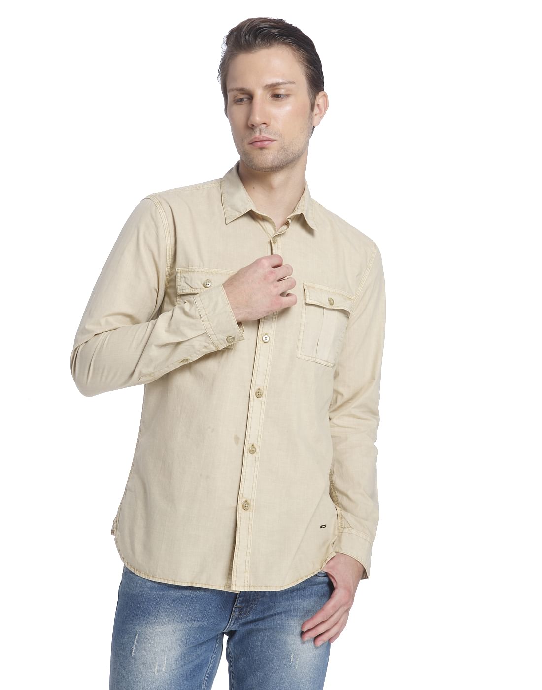 Beige Slim Fit Shirt
