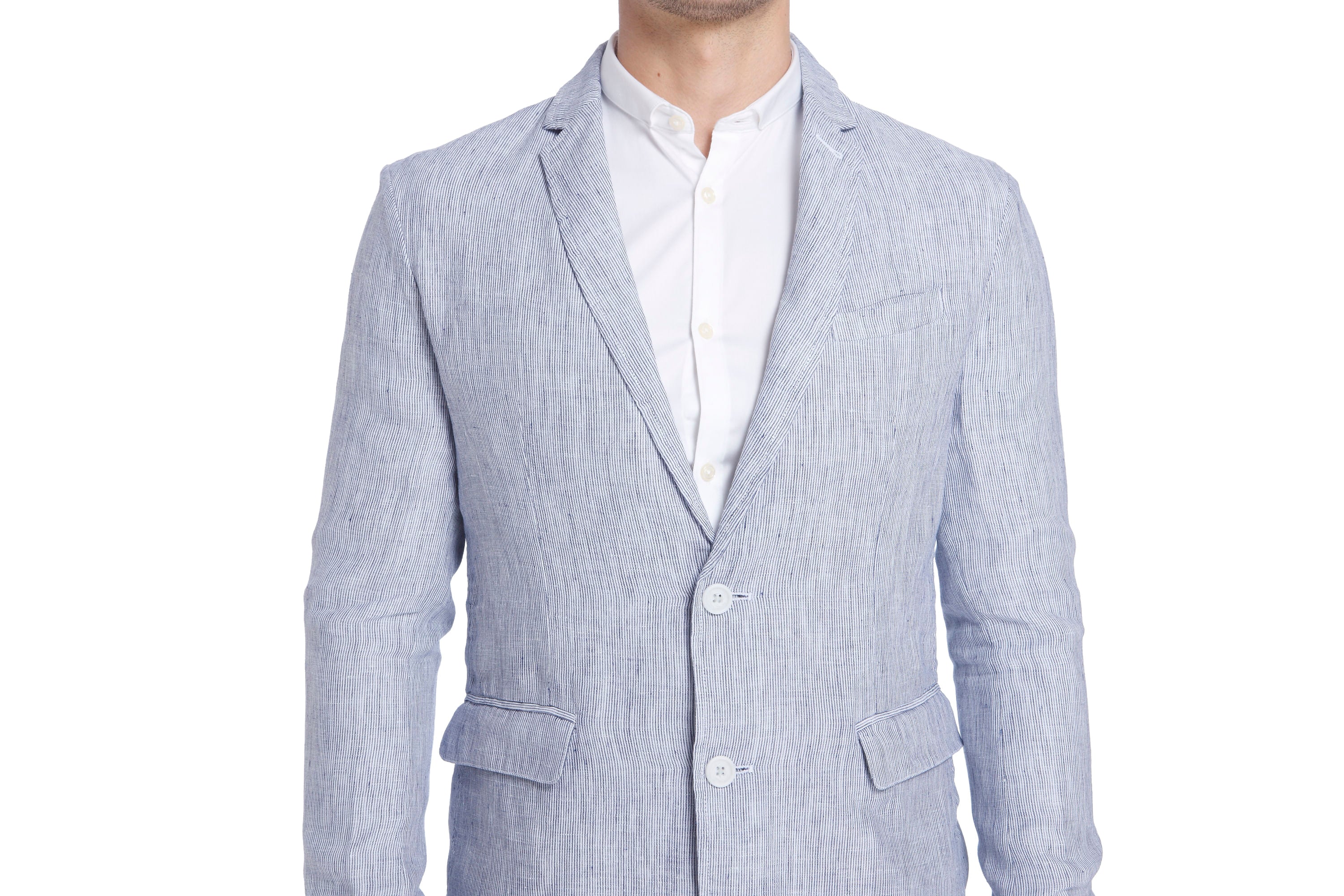 White Striped Linen Blazer