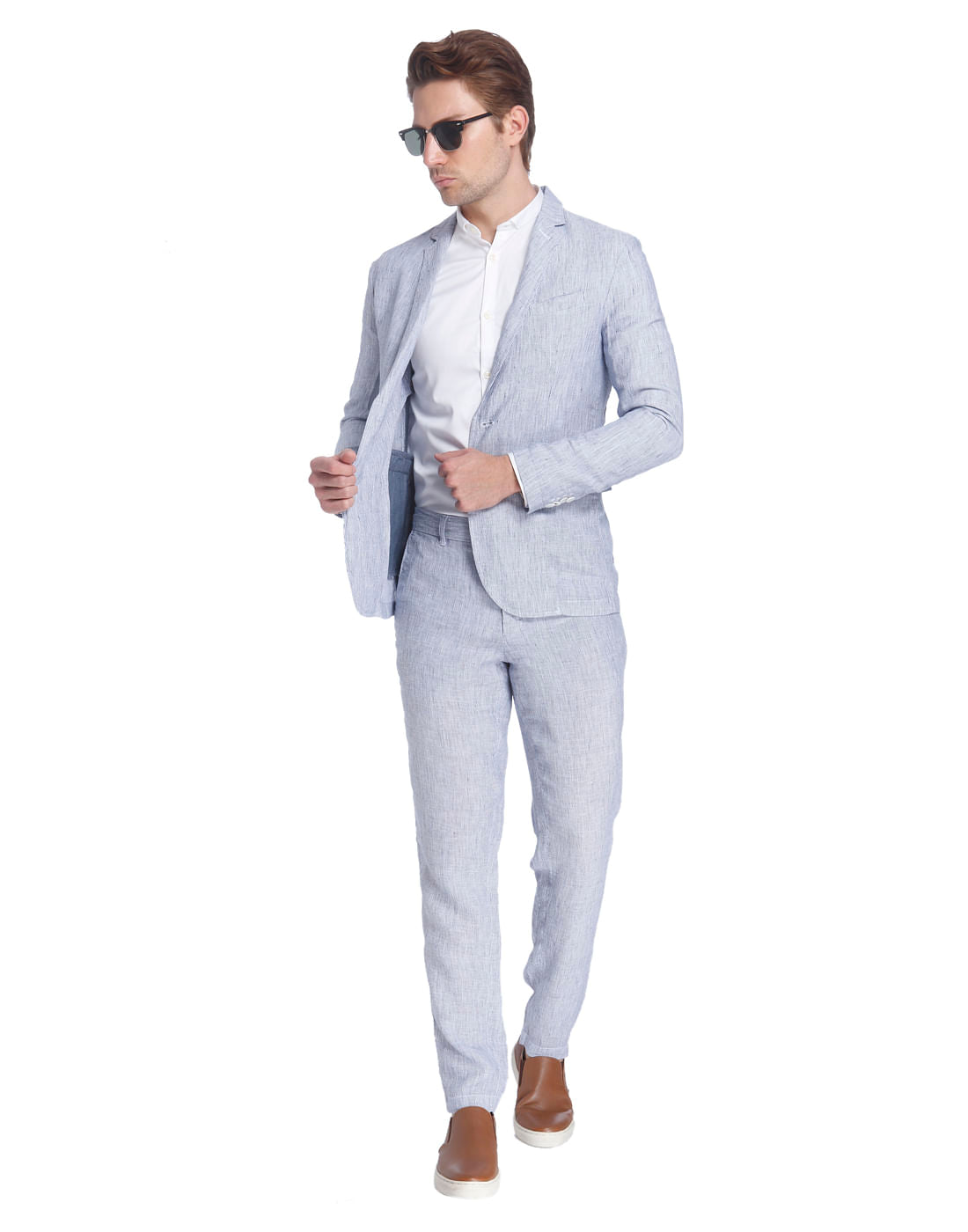 White Striped Linen Blazer