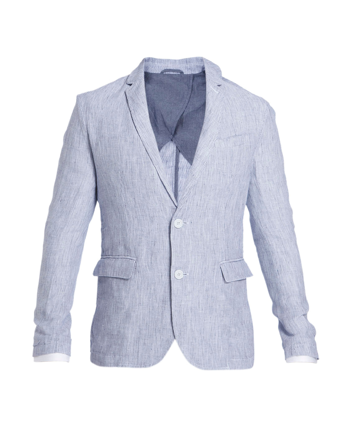 White Striped Linen Blazer