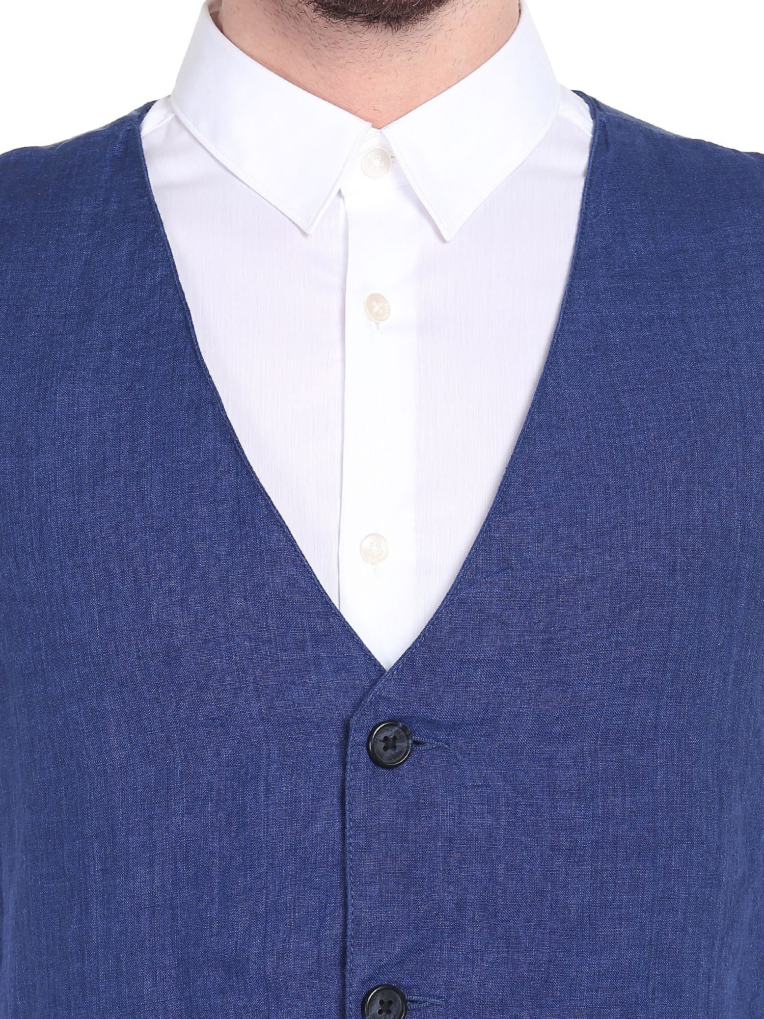 Blue Linen Waist Coat