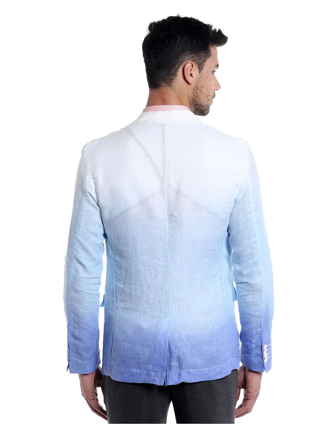 Light Blue Ombre Linen Blazer