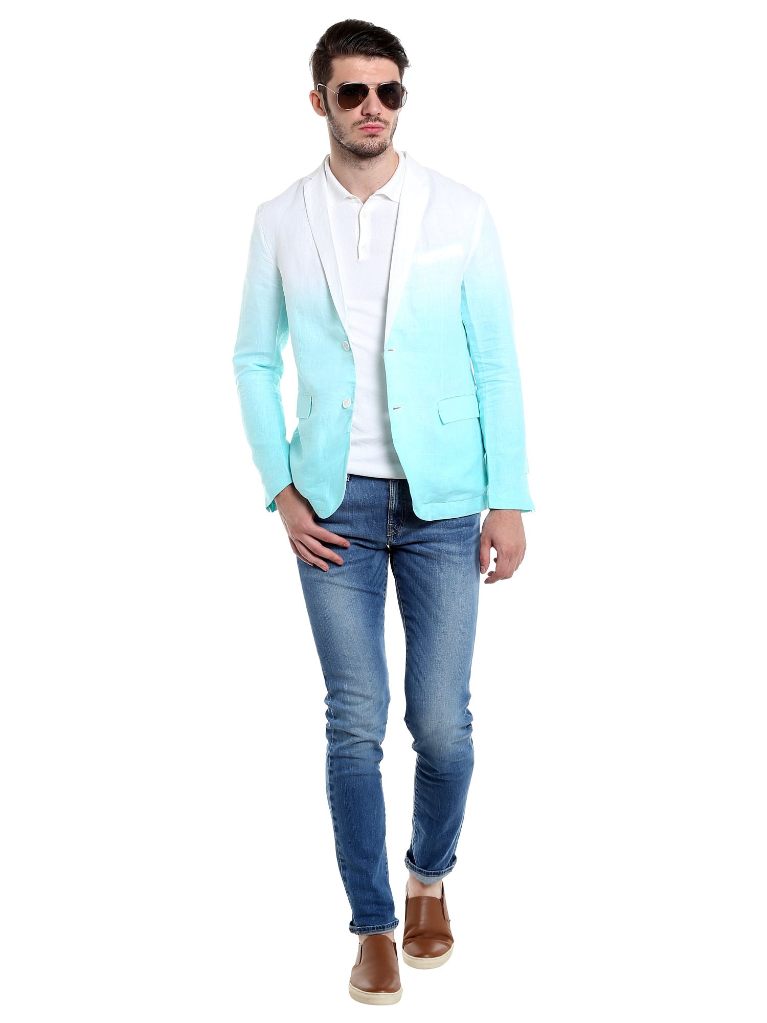 Mint Ombre Linen Blazer
