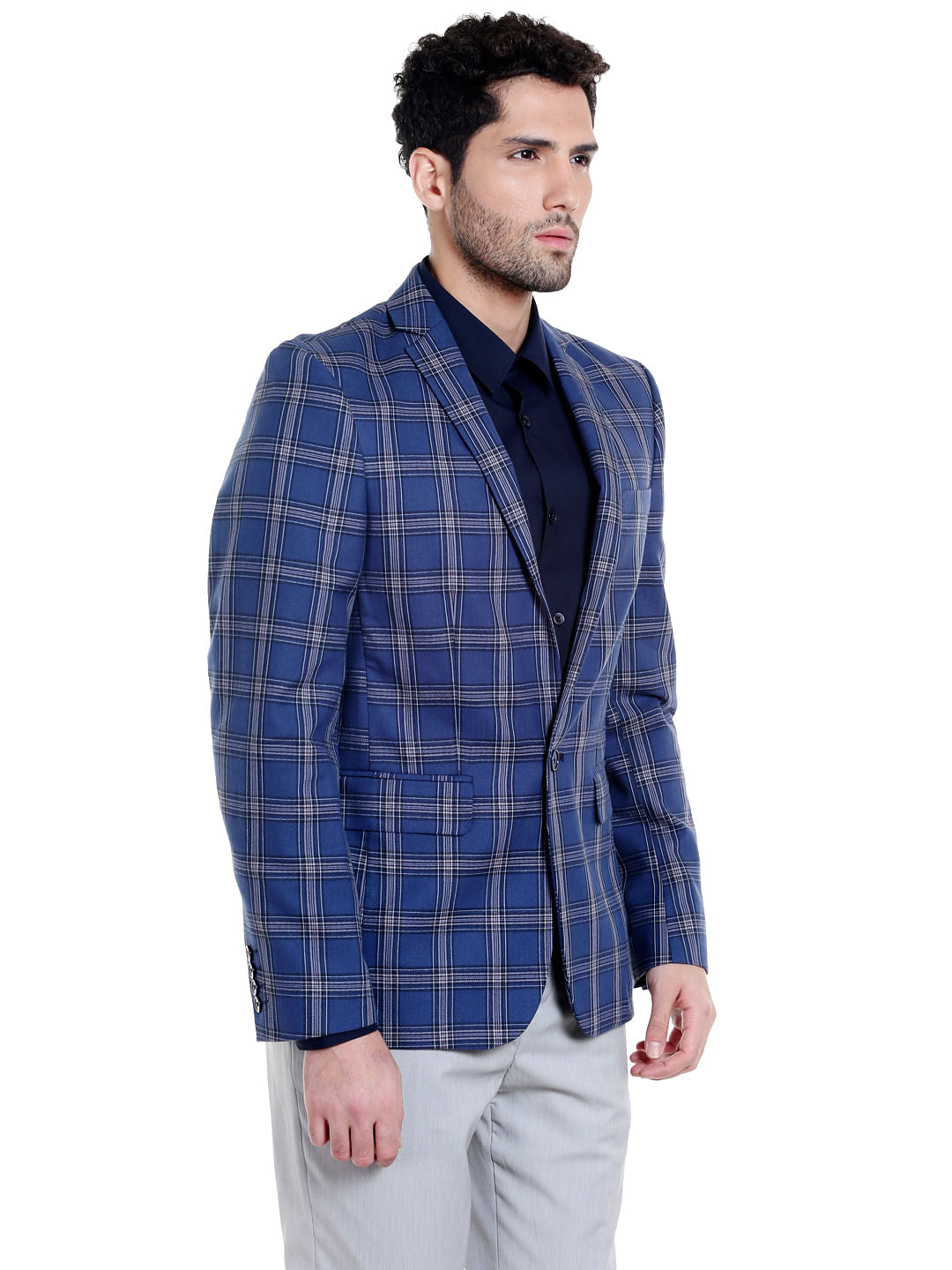 Blue Check Slim Fit Blazer