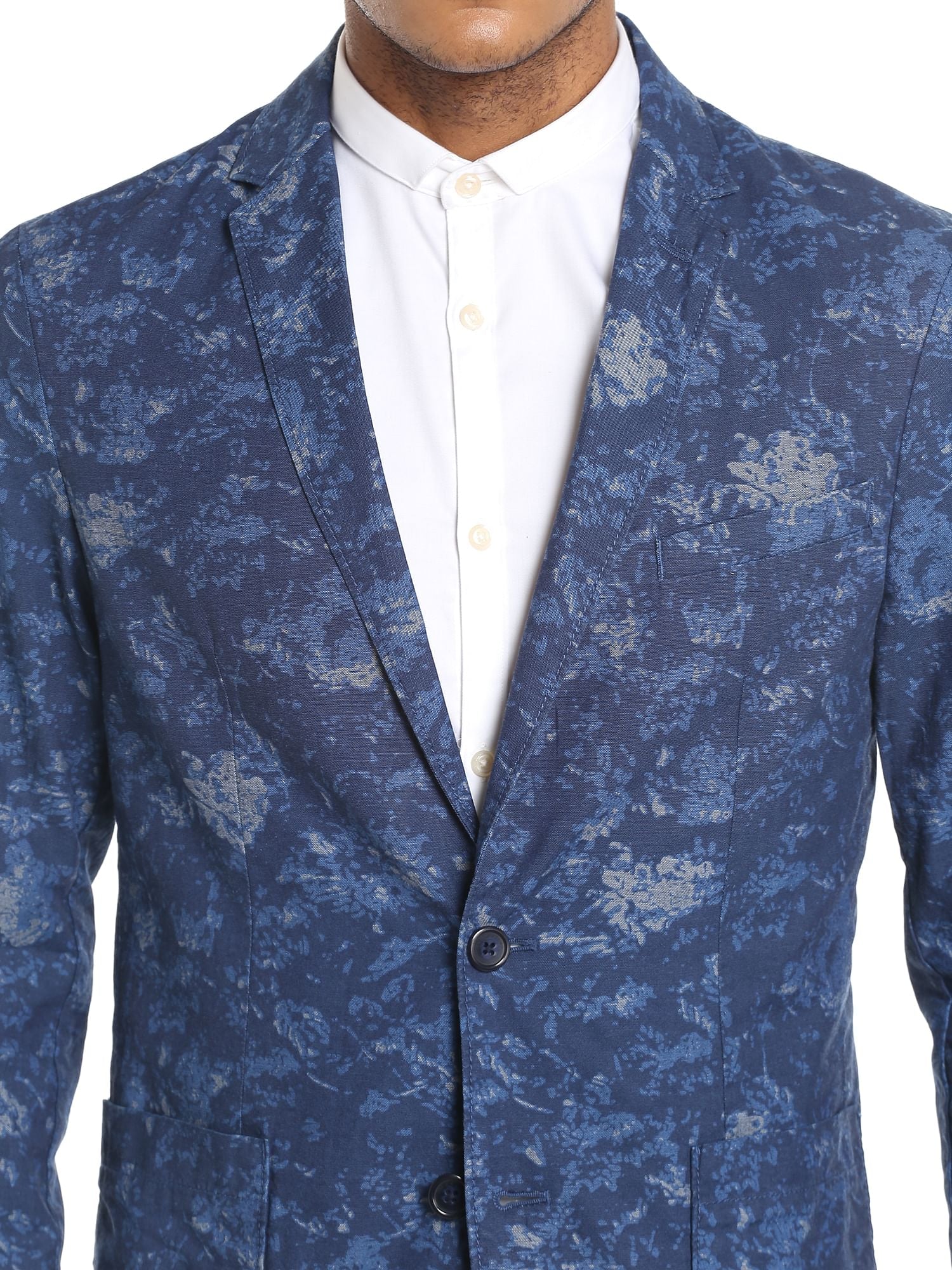 Dark Blue Printed Blazer