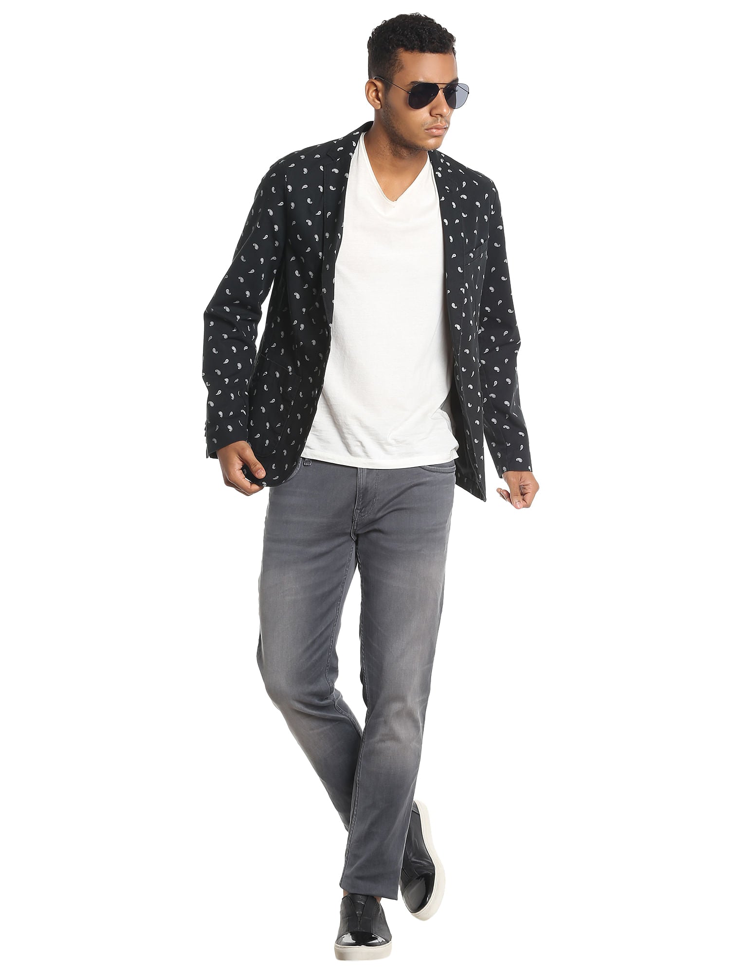 Black Paisley Print Blazer