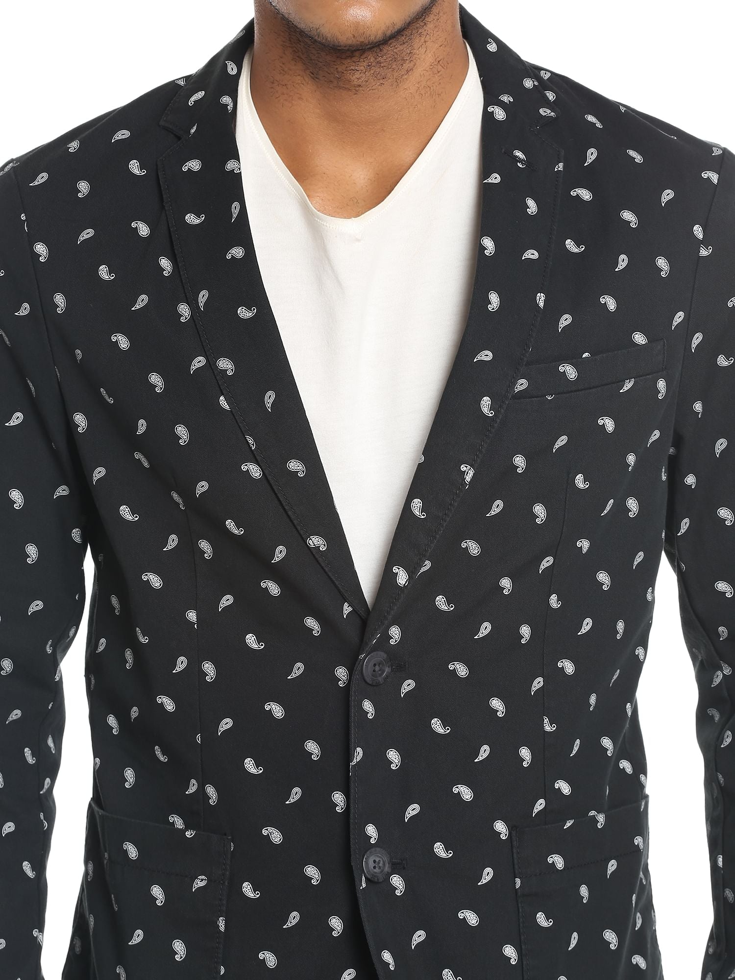 Black Paisley Print Blazer