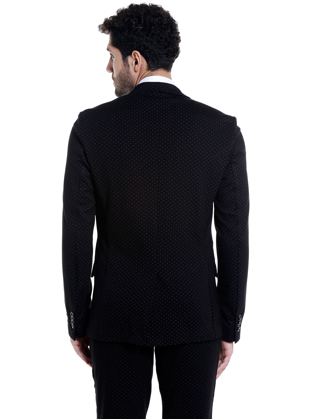 Black Printed Slim Fit Blazer