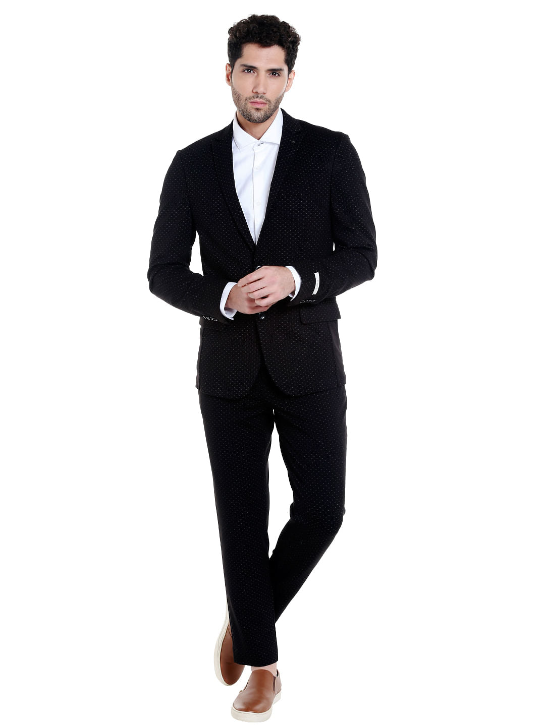 Black Printed Slim Fit Blazer