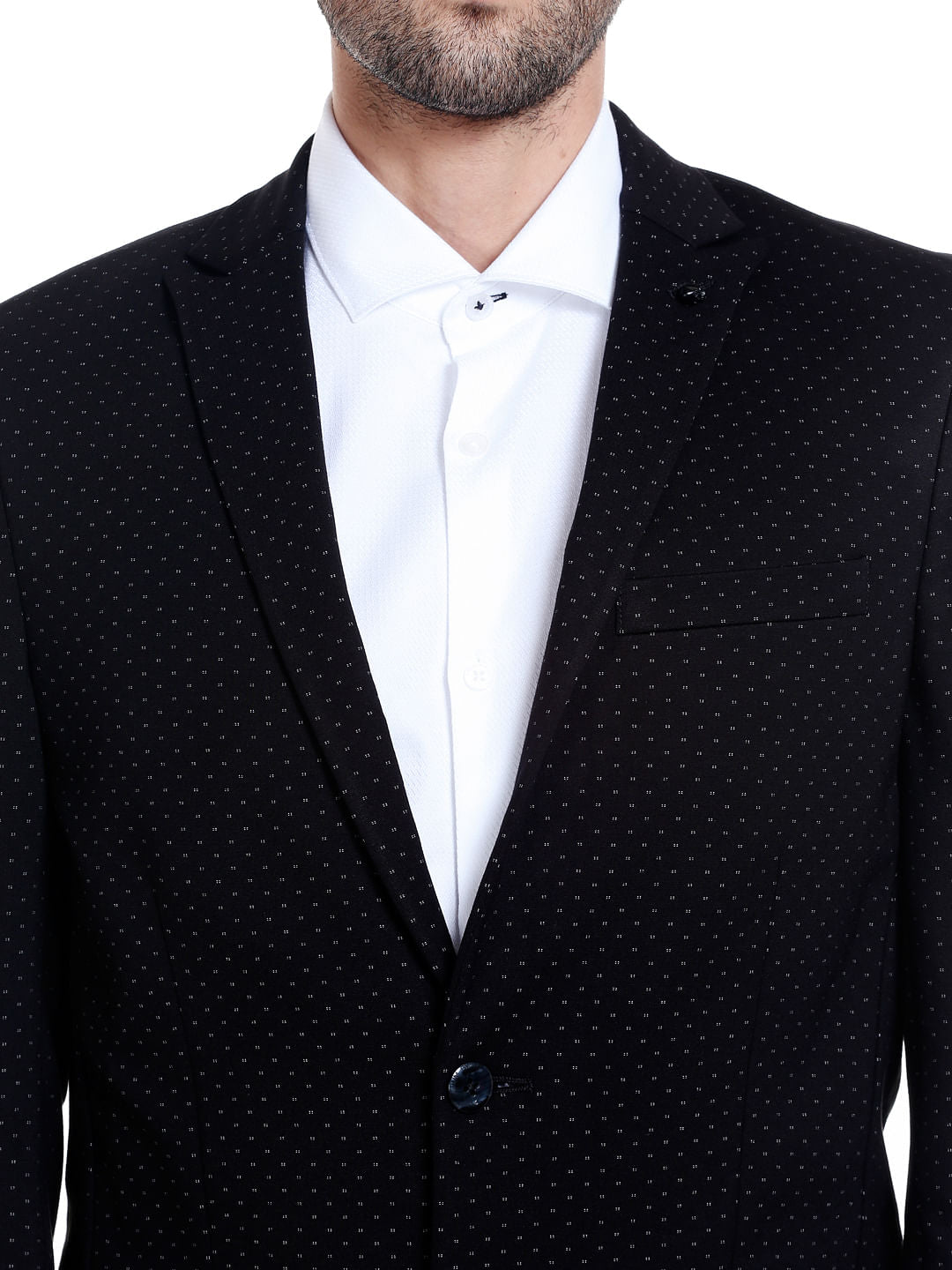 Black Printed Slim Fit Blazer