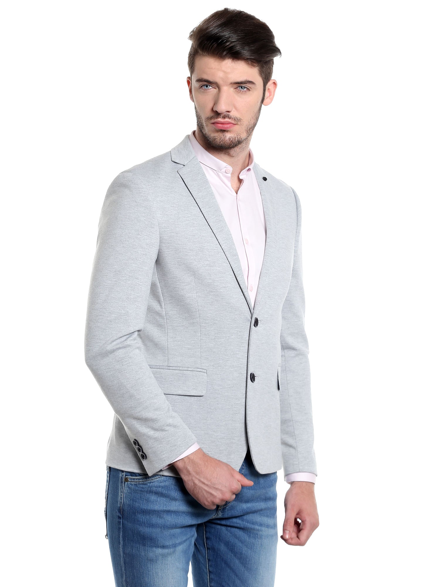 Grey Slim Fit Casual Blazer