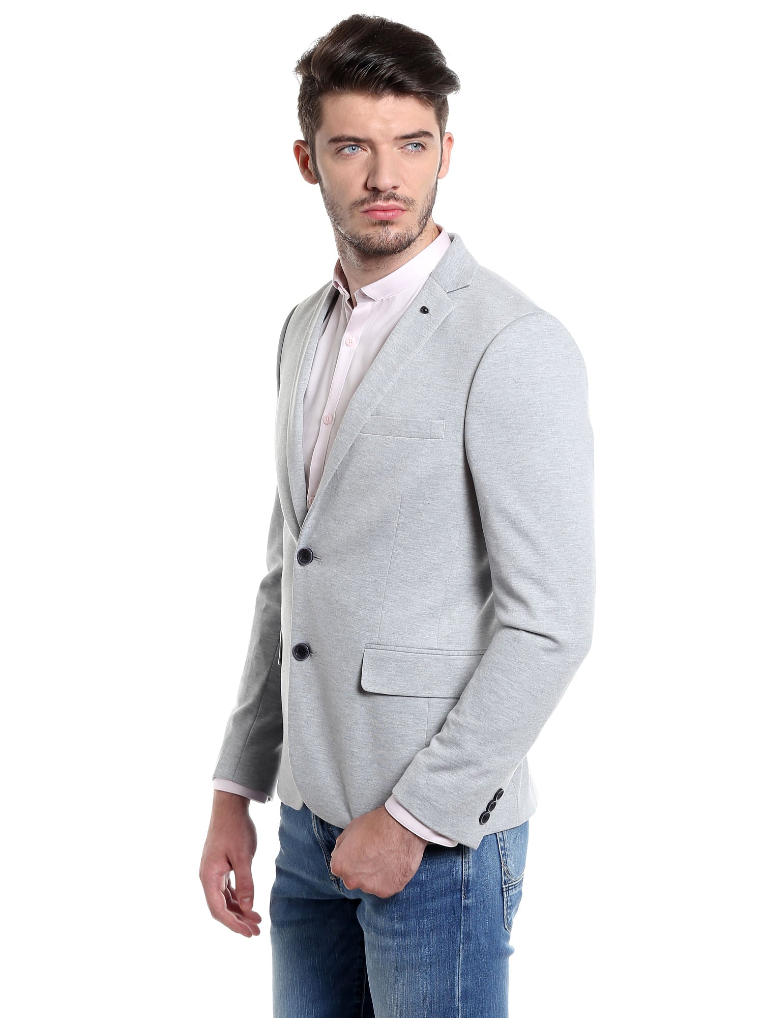 Grey Slim Fit Casual Blazer