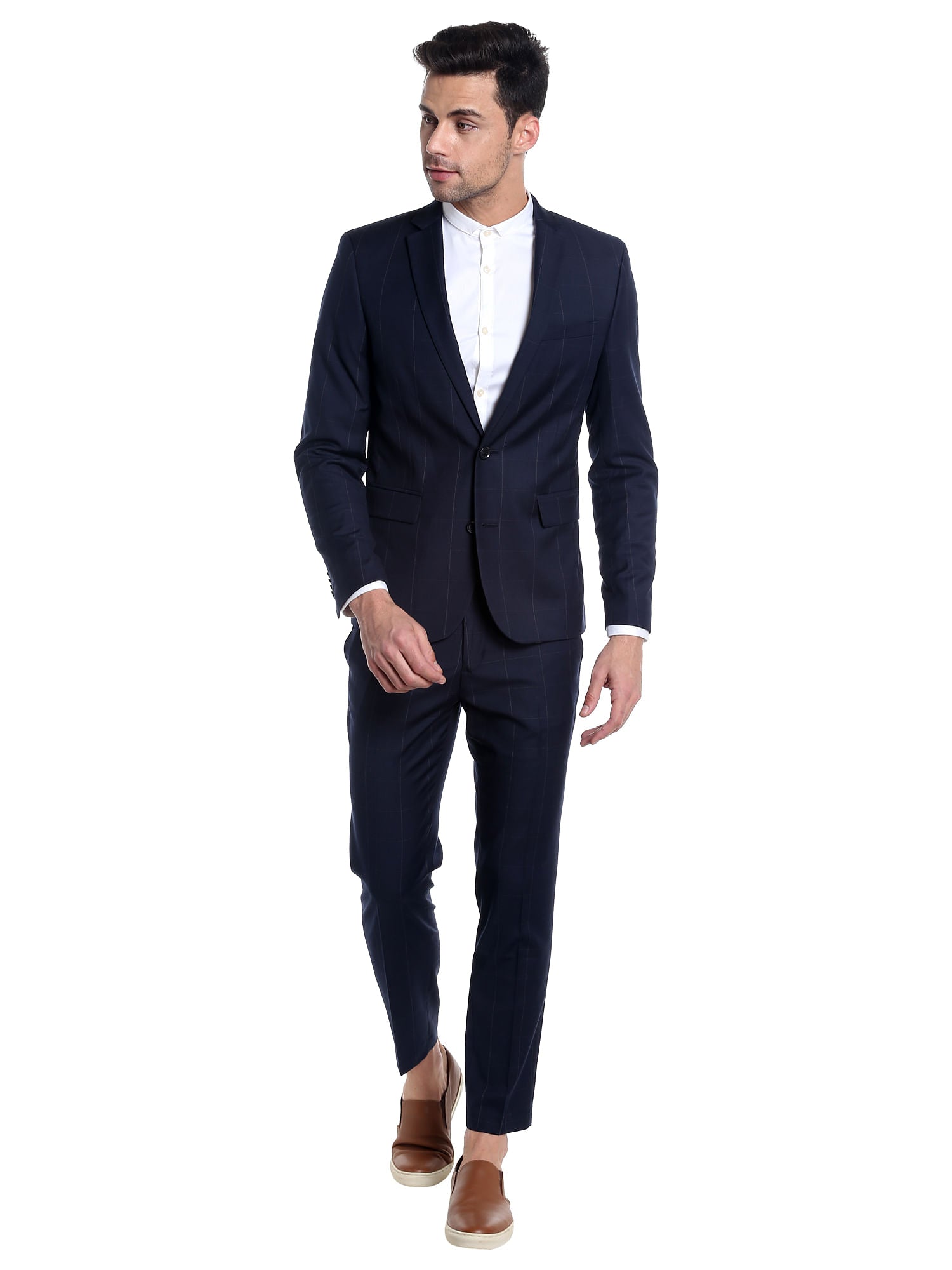 Dark Blue Check Trousers