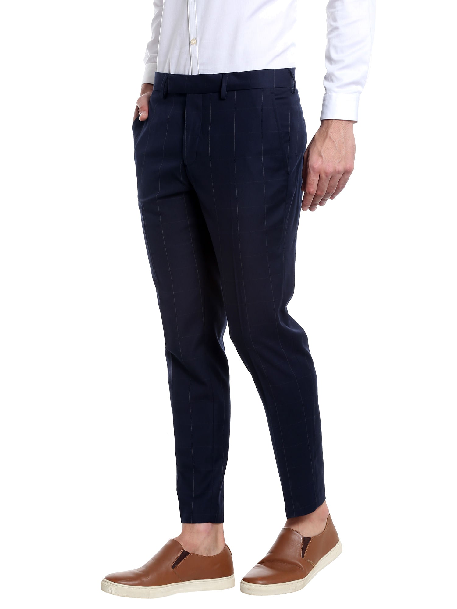 Dark Blue Check Trousers