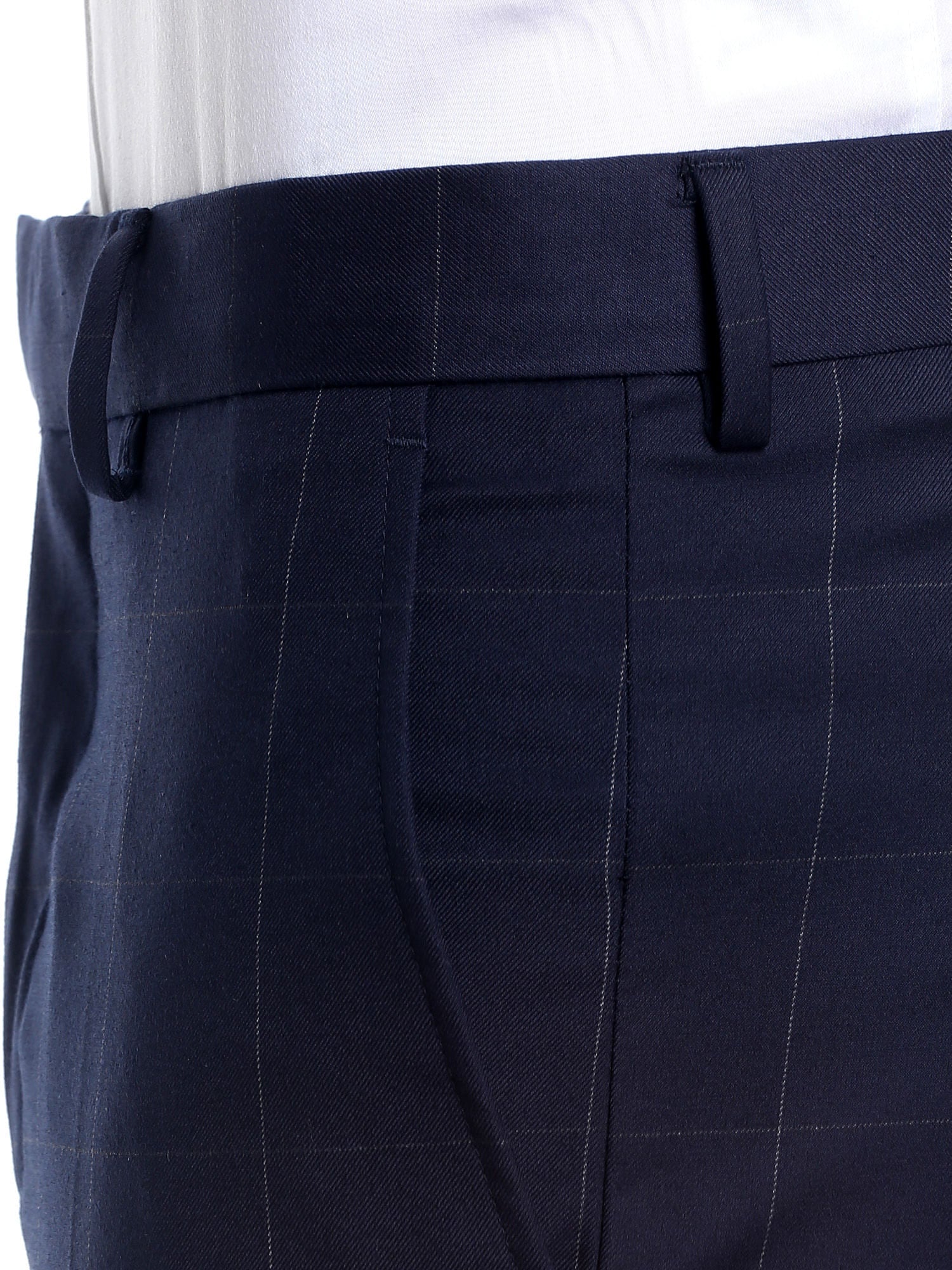 Dark Blue Check Trousers