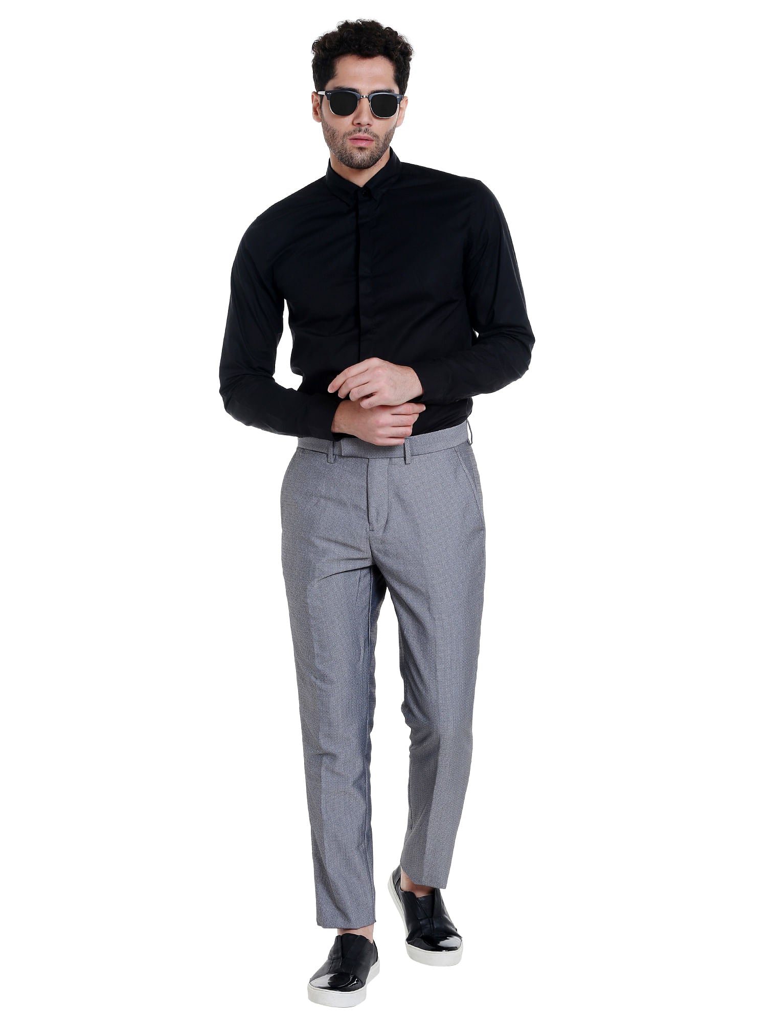 Dark Grey Regular Fit Trousers