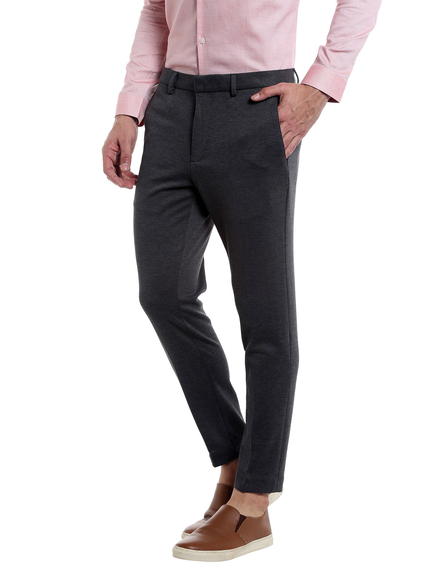 Charcoal Cropped Slim Fit Trouser