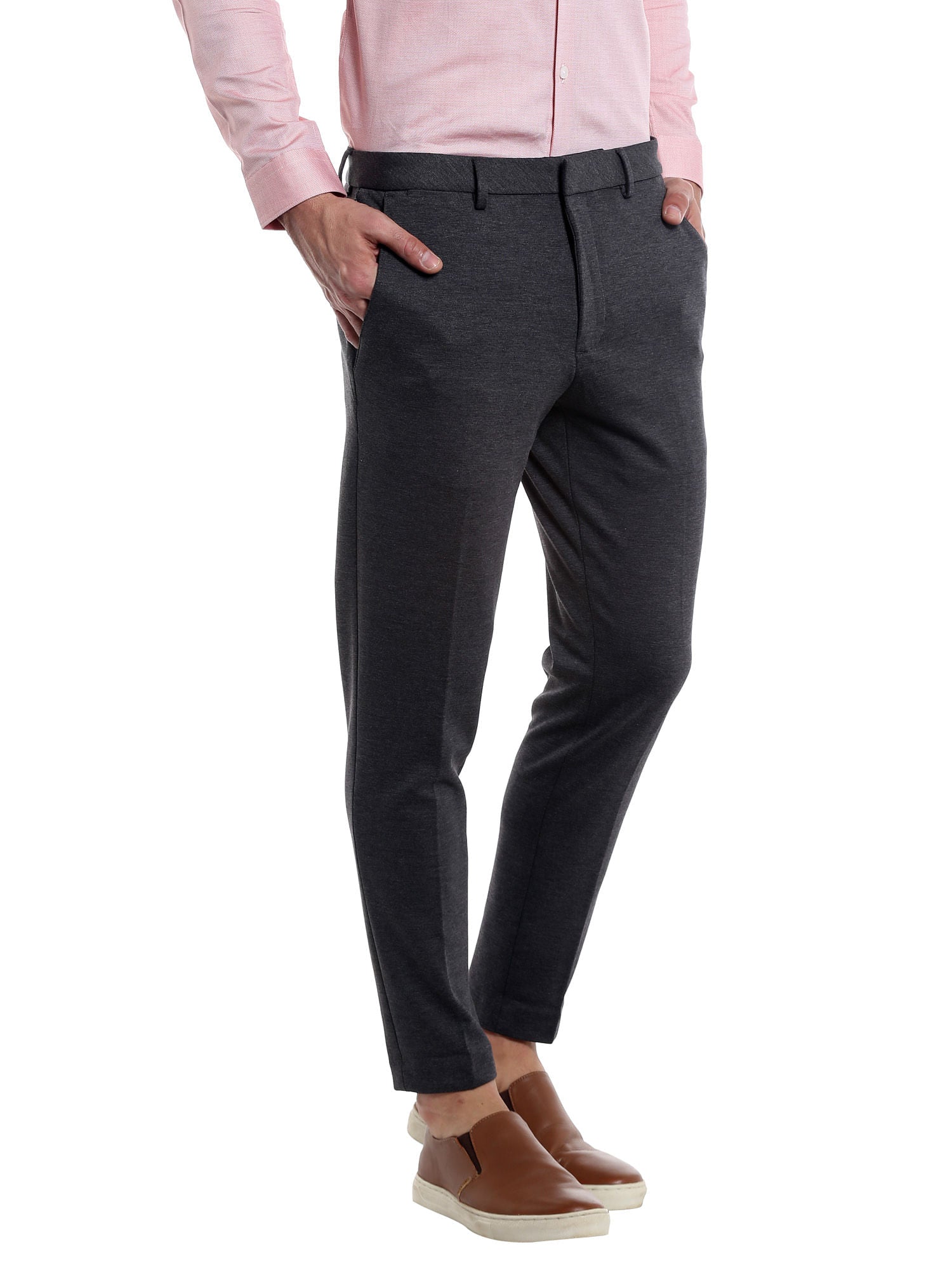 Charcoal Cropped Slim Fit Trouser