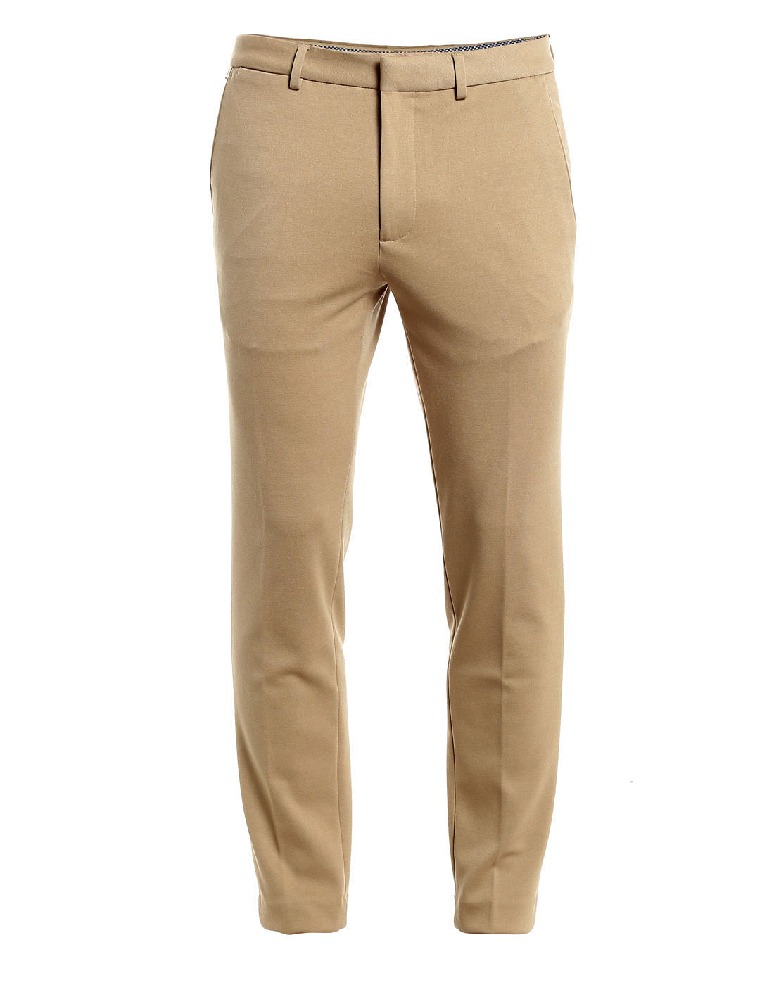 Beige Cropped Slim Fit Trousers