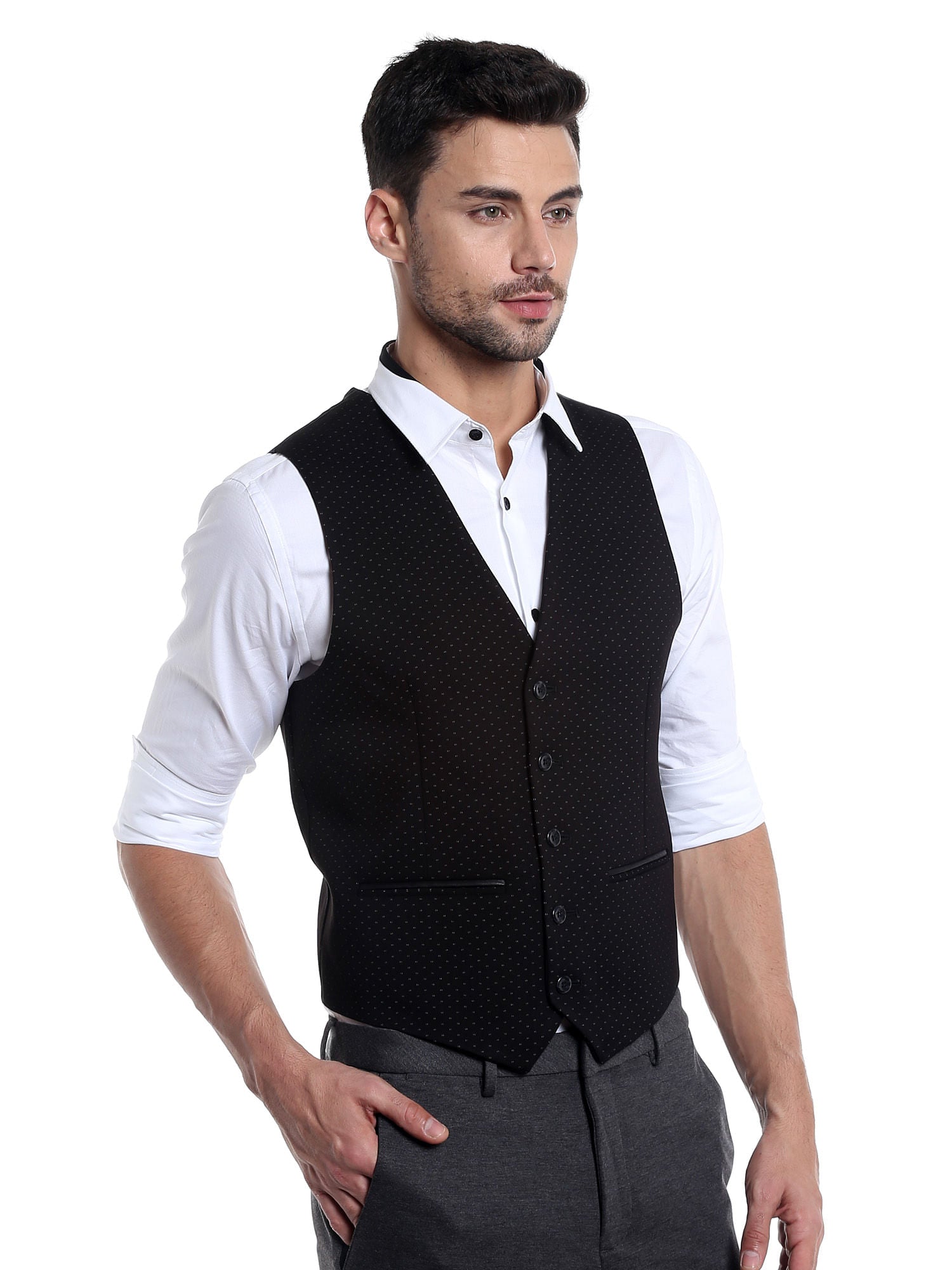 Black Printed Waistcoat