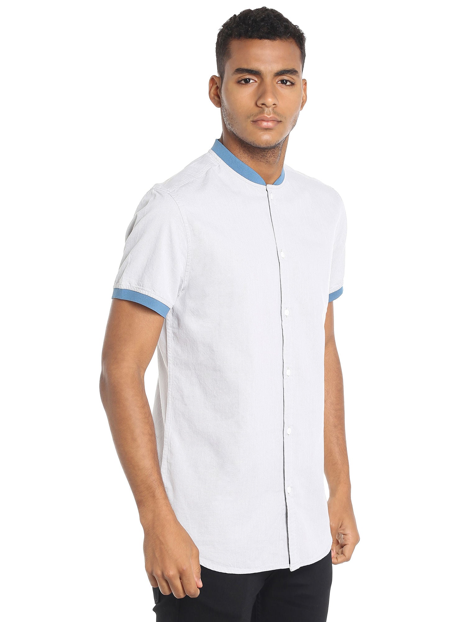 Off White Colour Blocked Slim Fit Shirt