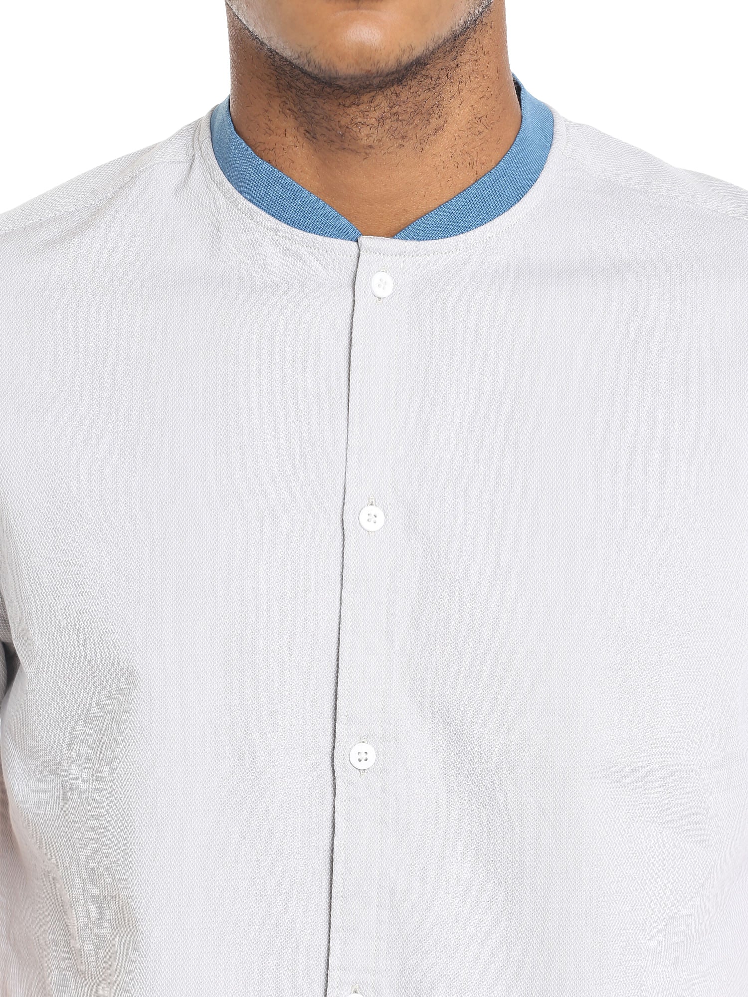 Off White Colour Blocked Slim Fit Shirt