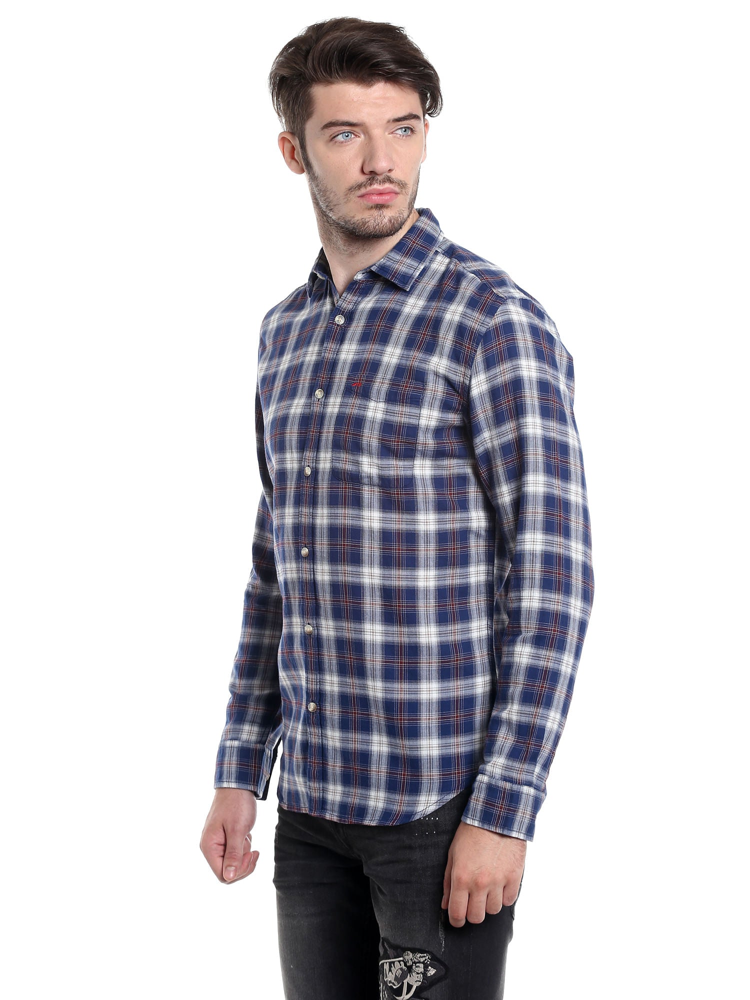 Blue Slim Fit Check Shirt