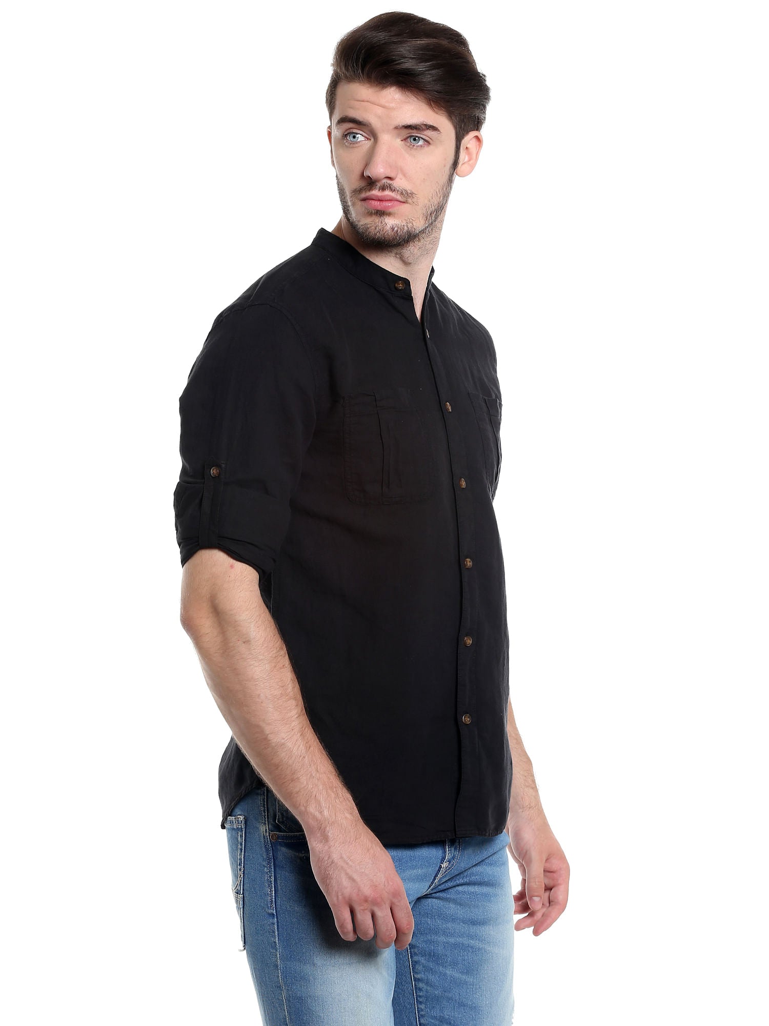 Chinese Collared Black Shirt