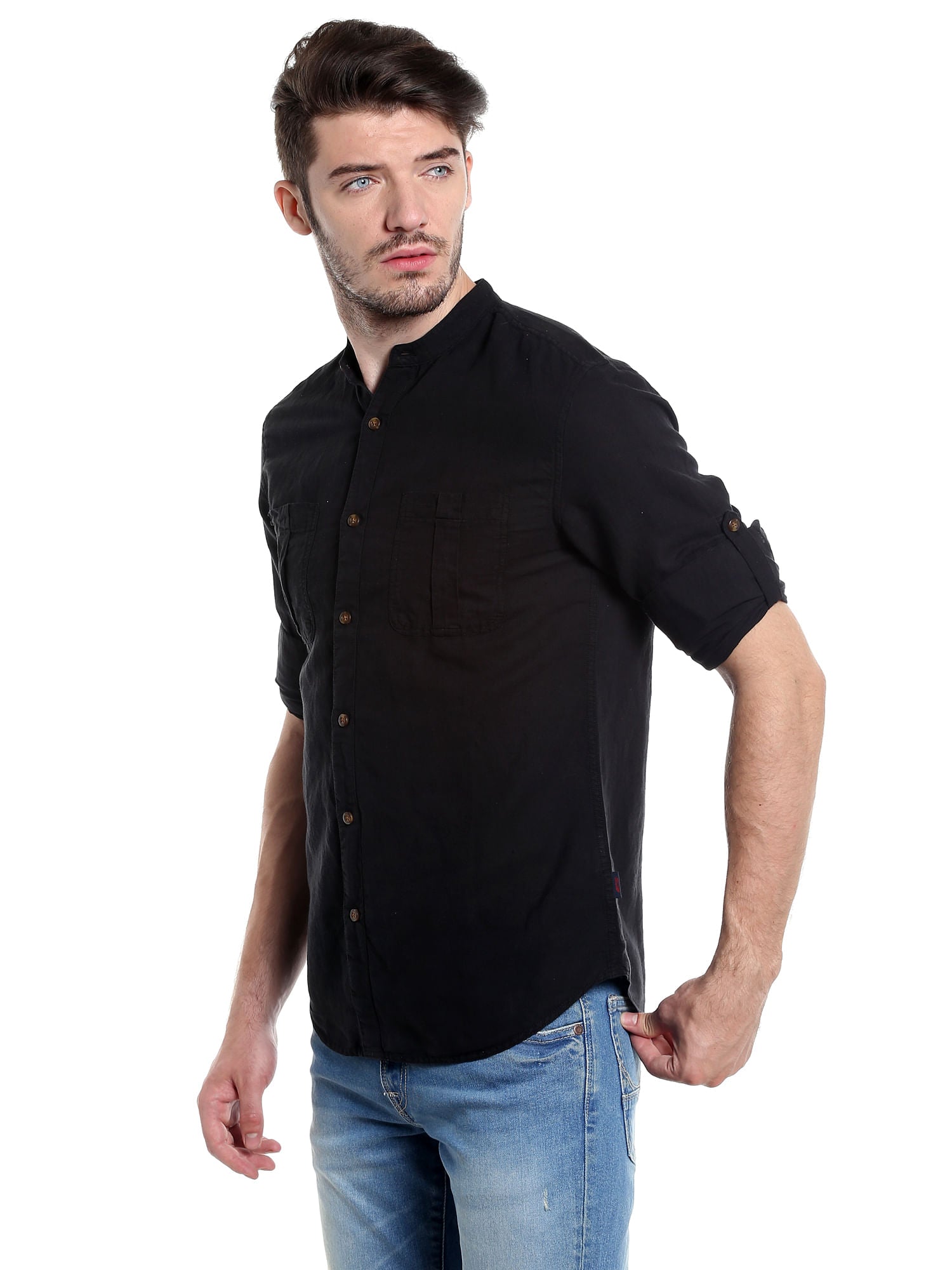Chinese Collared Black Shirt