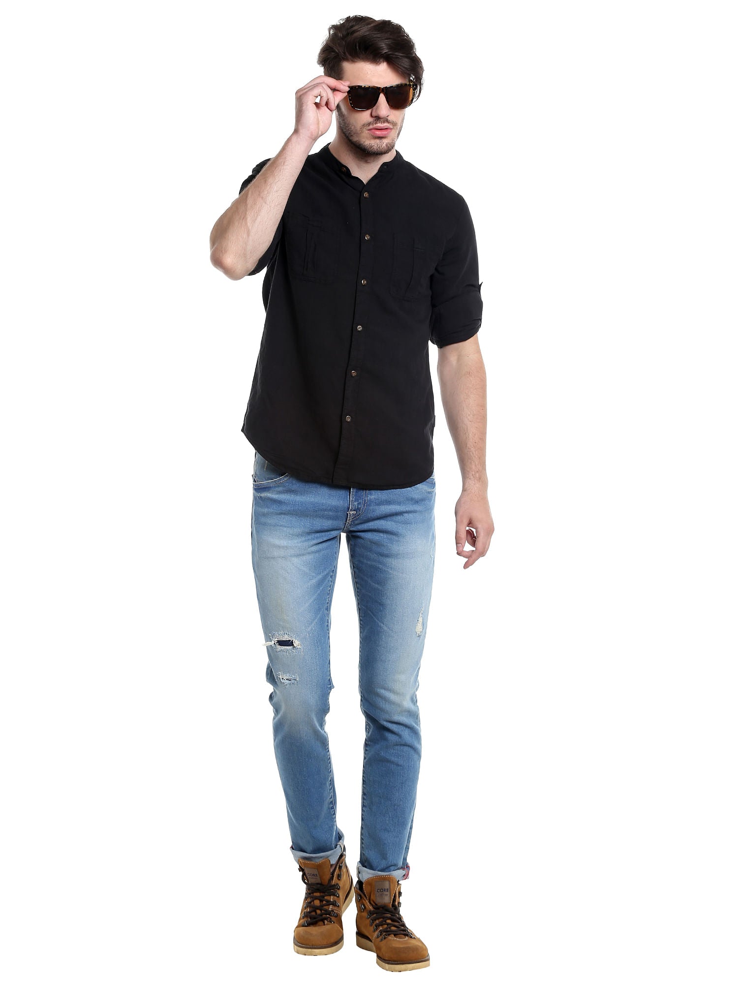 Chinese Collared Black Shirt