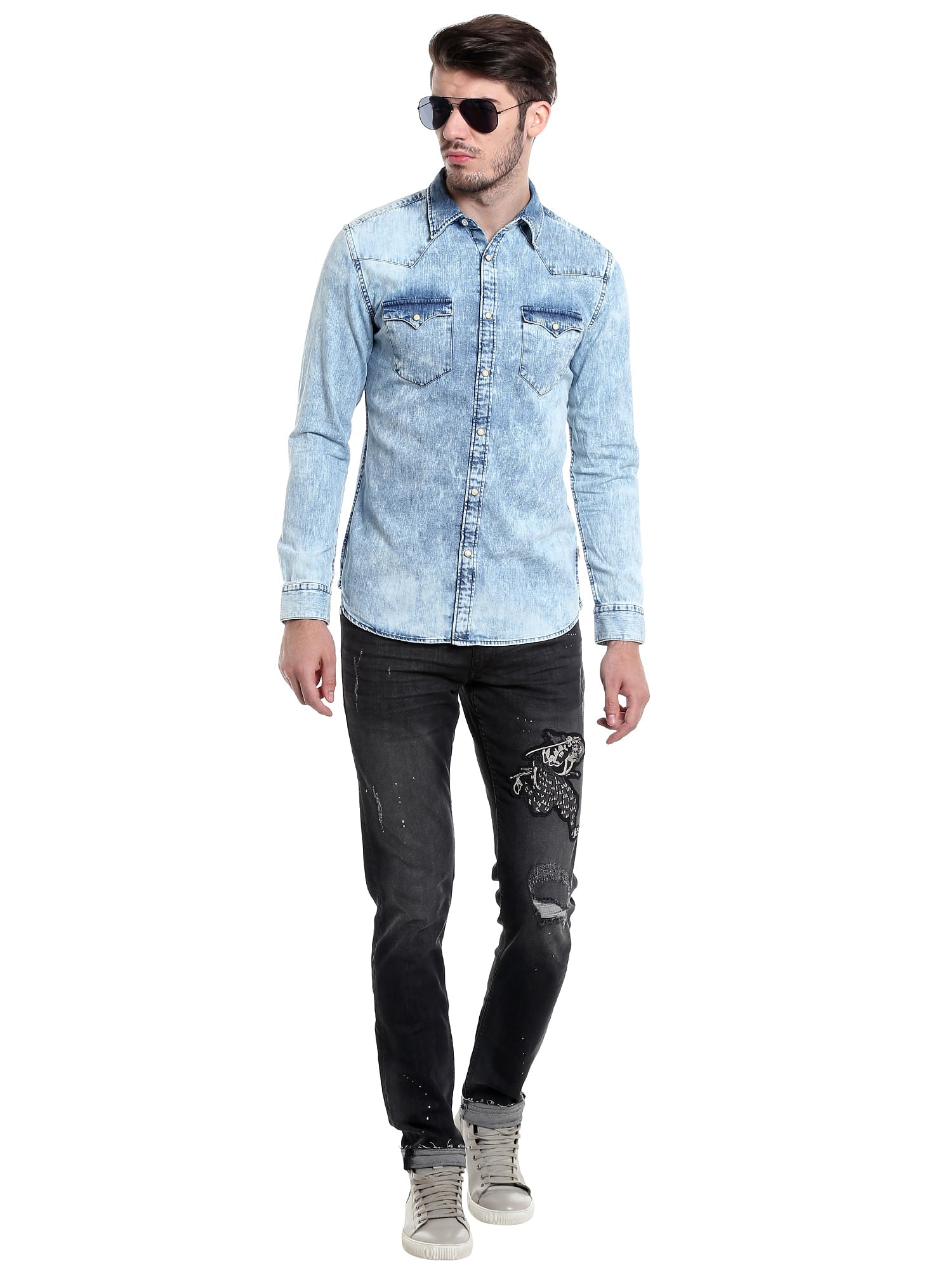 Blue Denim Slim Fit Shirt