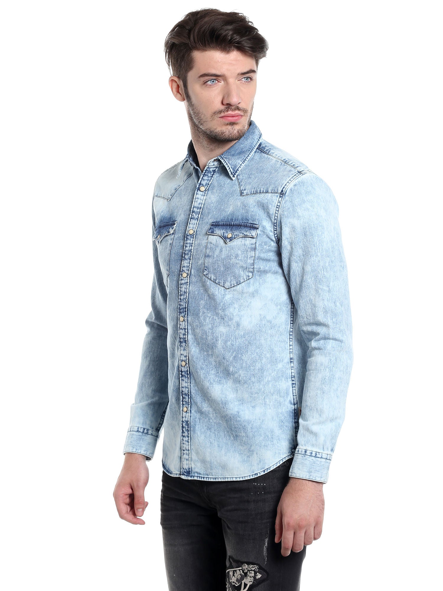 Blue Denim Slim Fit Shirt