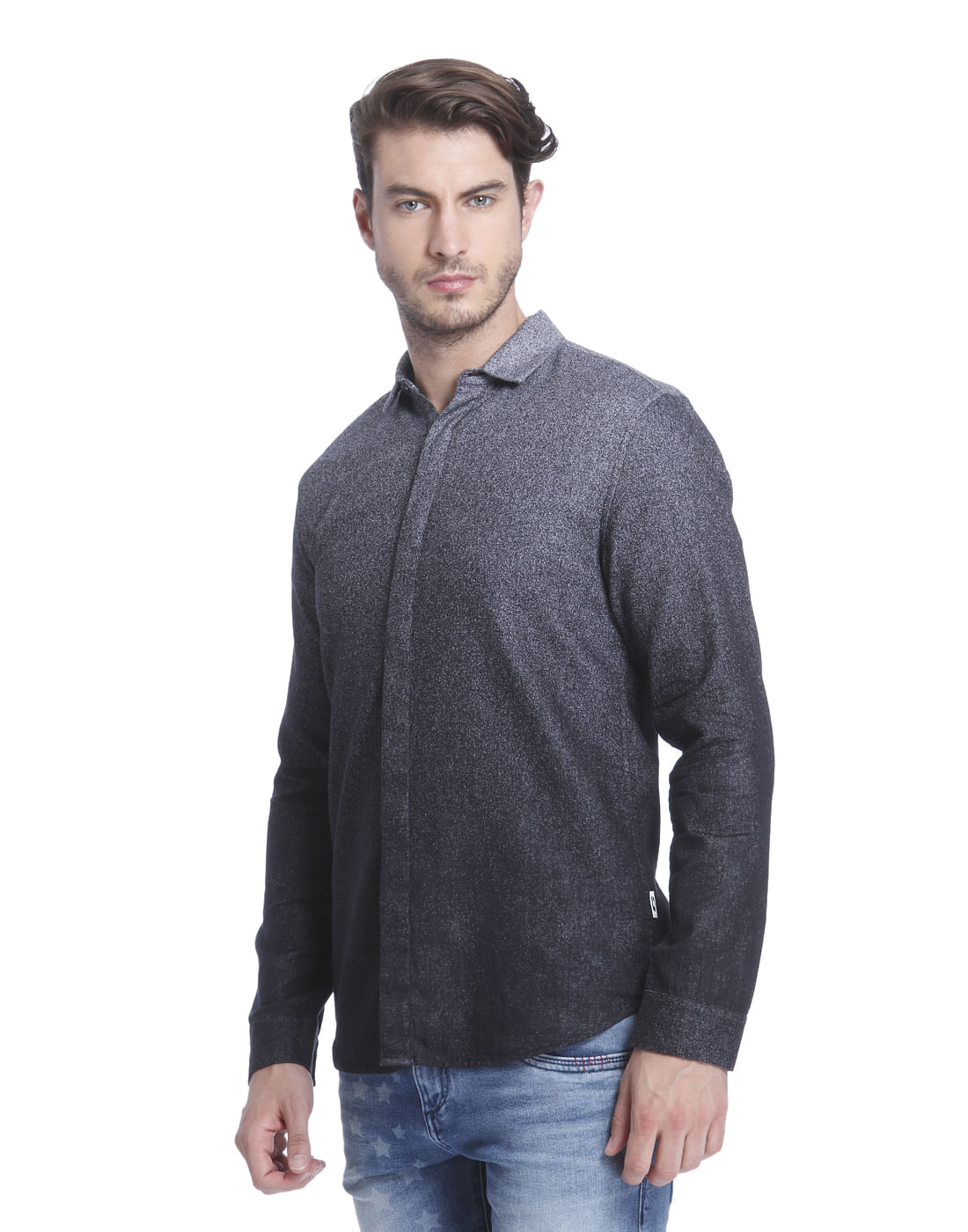 Charcoal Grey Ombre Slim Shirt