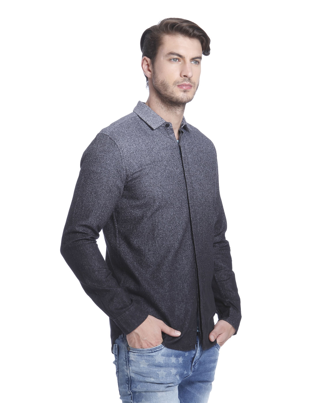 Charcoal Grey Ombre Slim Shirt