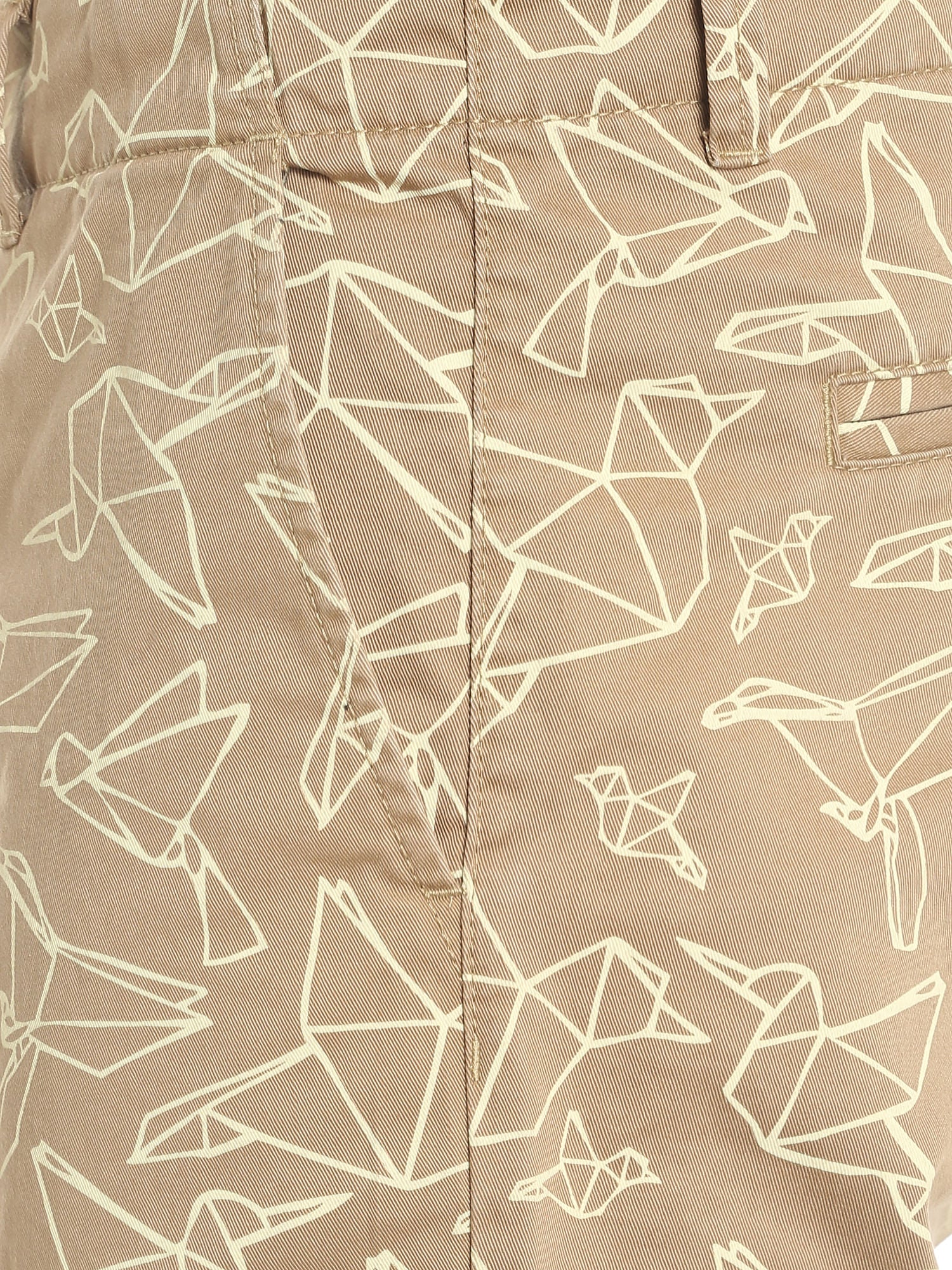 Beige Origami Print Shorts