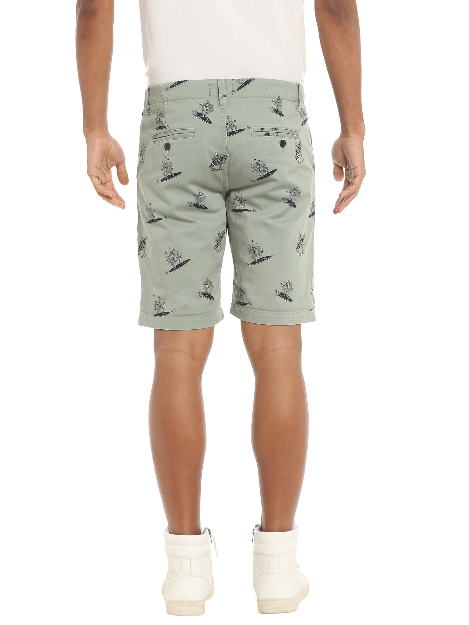 Green Surf Board Print Shorts