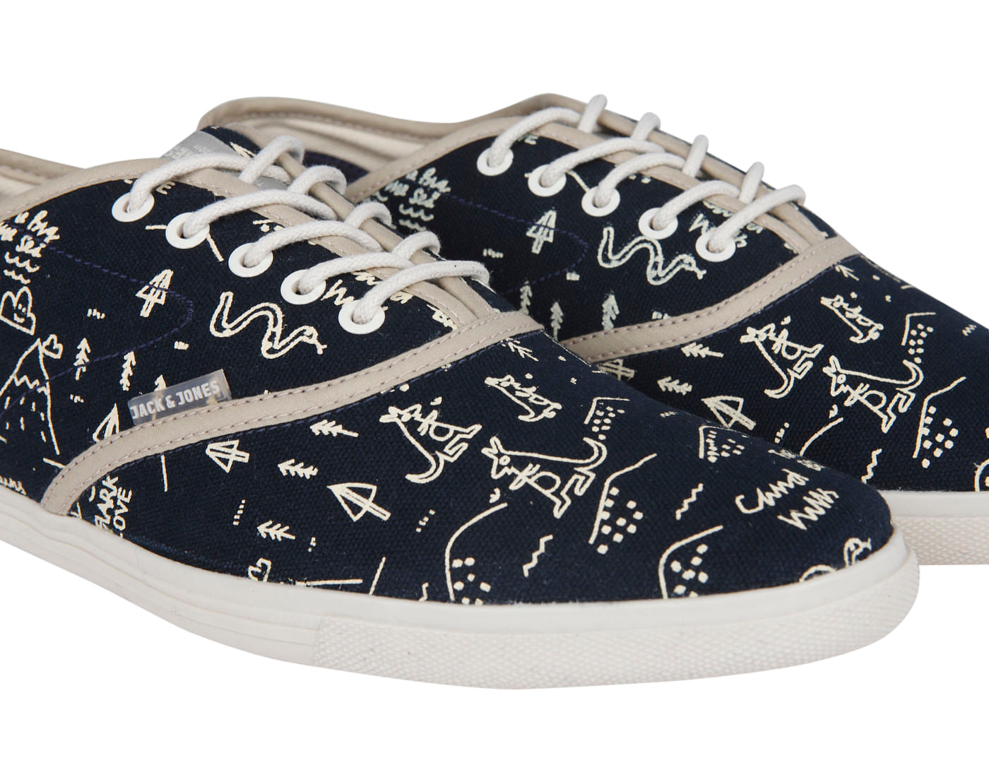 Dark Blue Printed Canvas Trainers