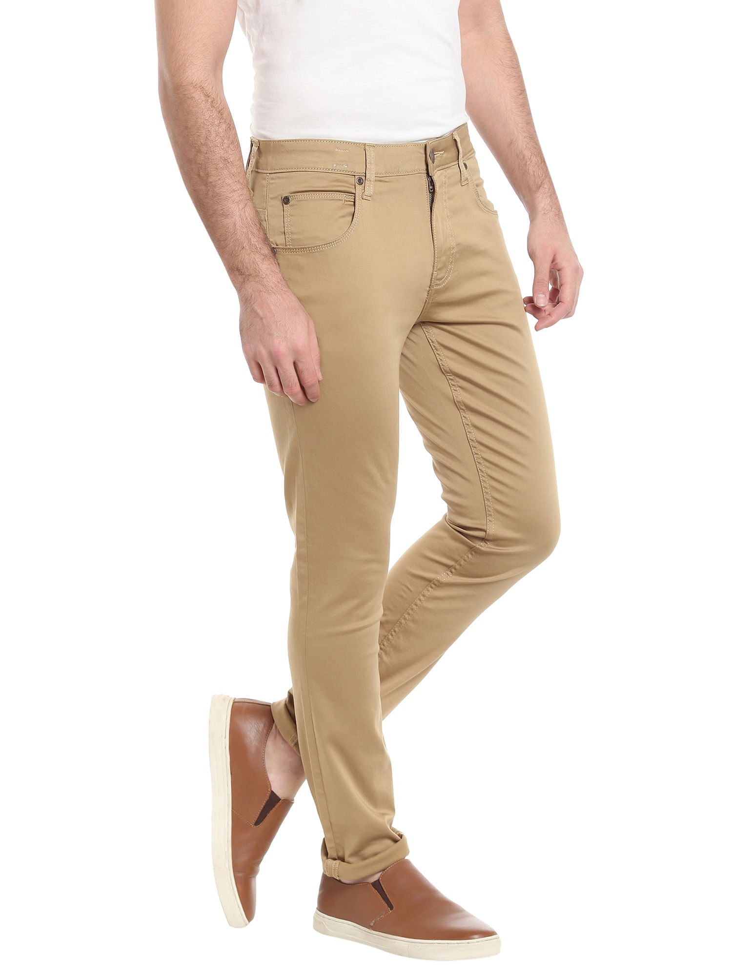 Beige Relaxed Straight Pants