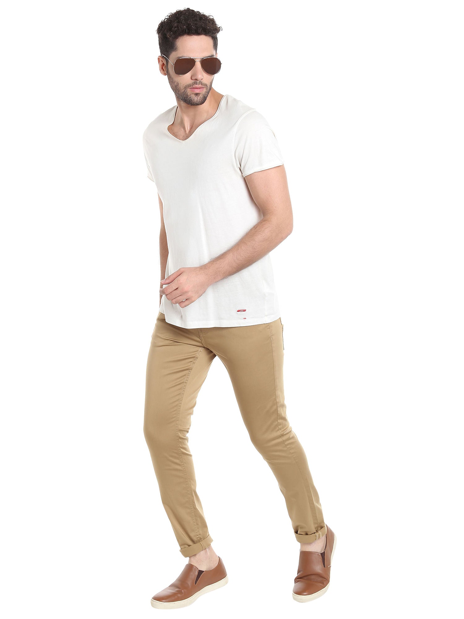 Beige Relaxed Straight Pants
