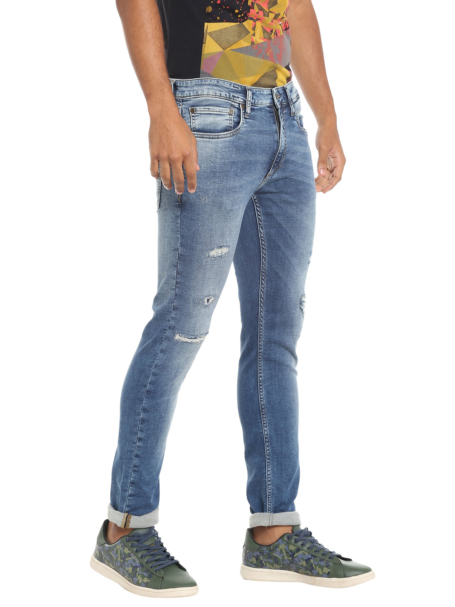 Blue Ripped Slim Jeans